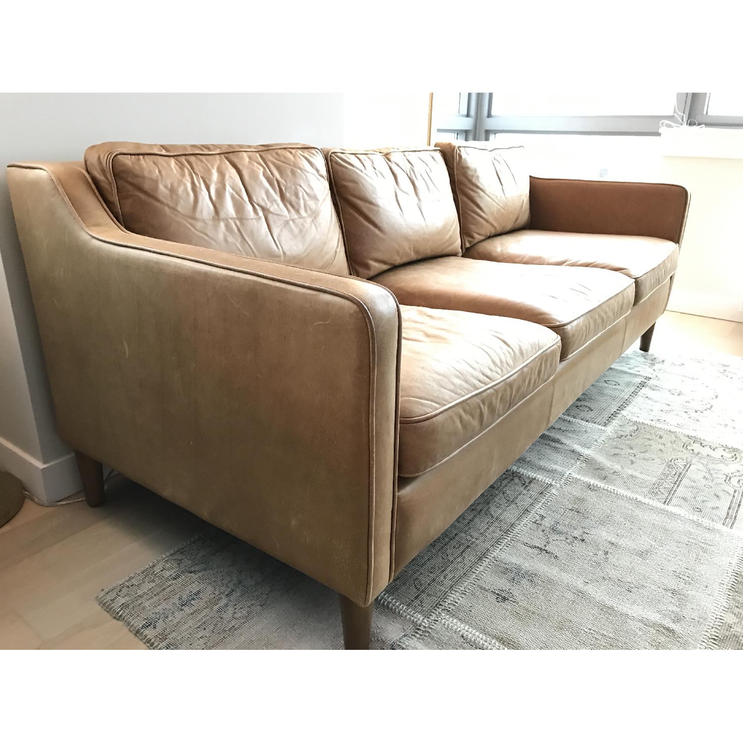 West Elm Hamilton Sienna Leather Sofa in Tan Color - image-3
