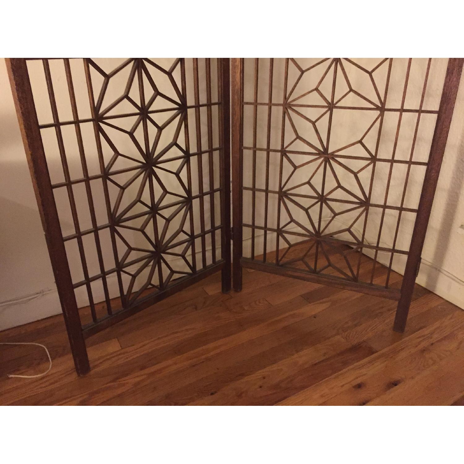 Two-Panel Wooden Room Divider/Screen - AptDeco