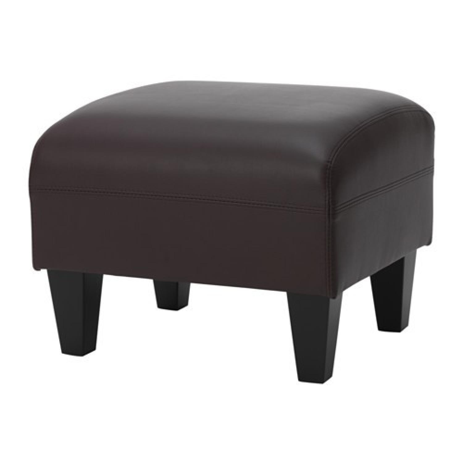 Ikea Jappling Dark Brown FauxLeather Ottoman AptDeco