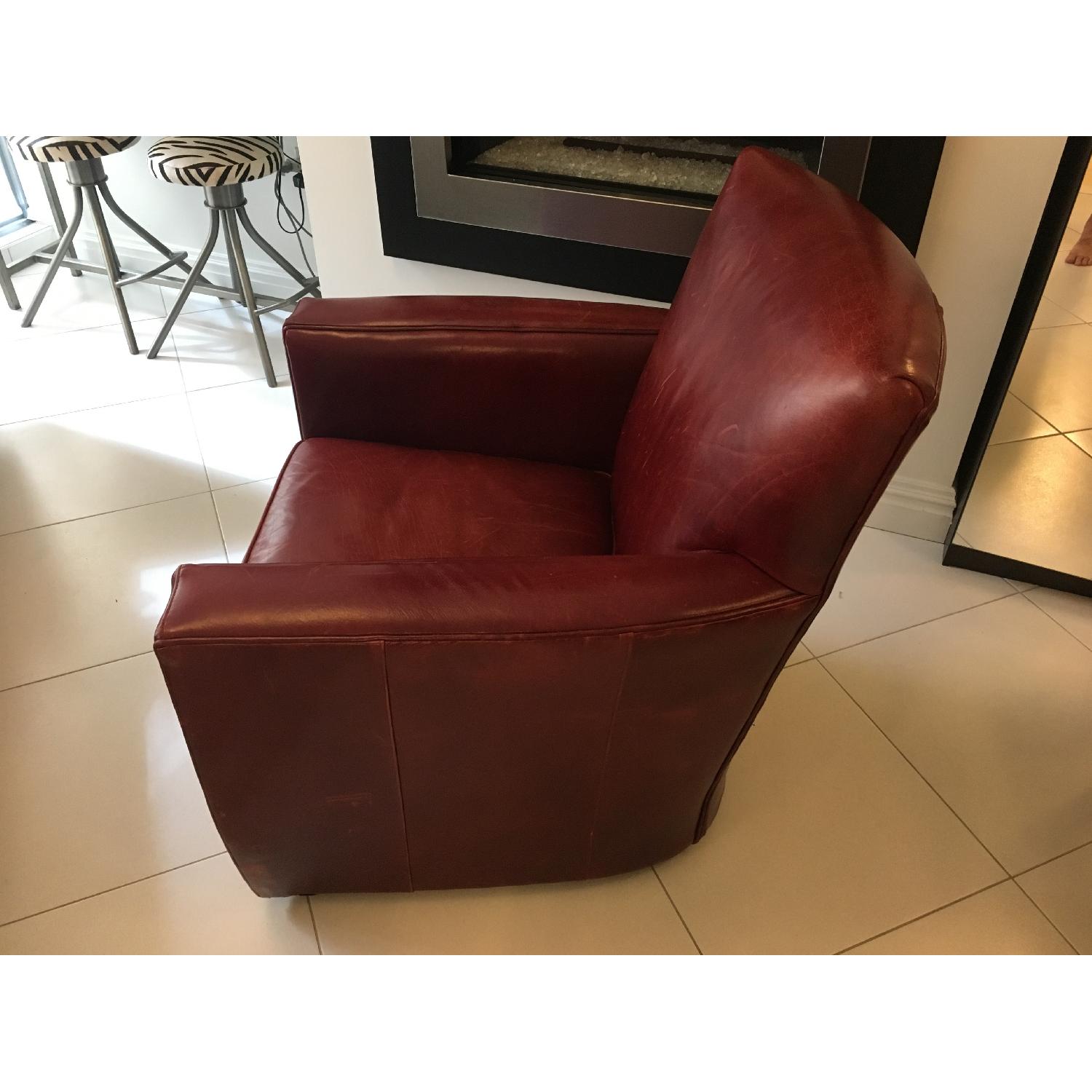 Crate Barrel Crimson Leather Swivel Chair