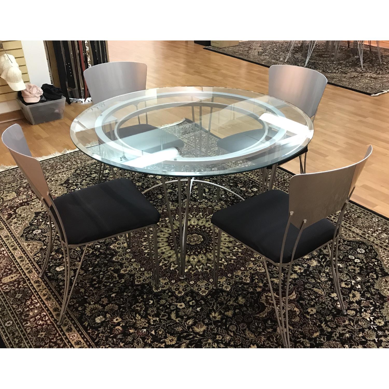 Glass Top Dining Table w/ 4 Cushioned Chairs - image-4