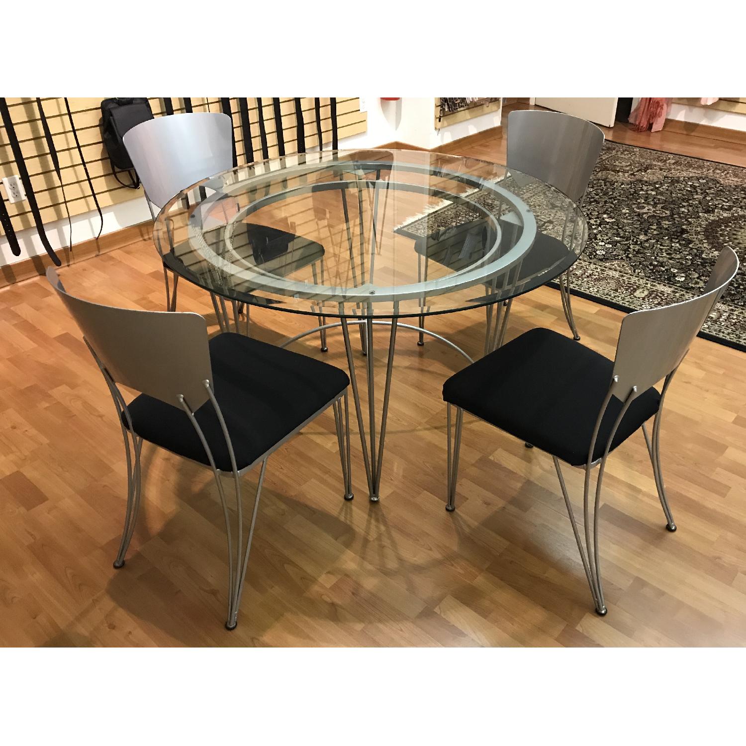 Glass Top Dining Table w/ 4 Cushioned Chairs - image-7