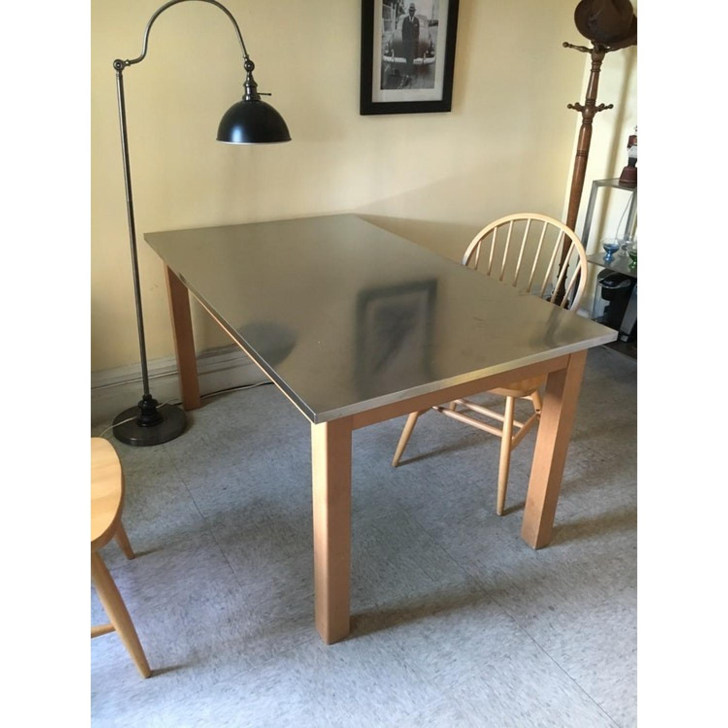 Solid Wood Table w/ Stainless Steel Top - image-3