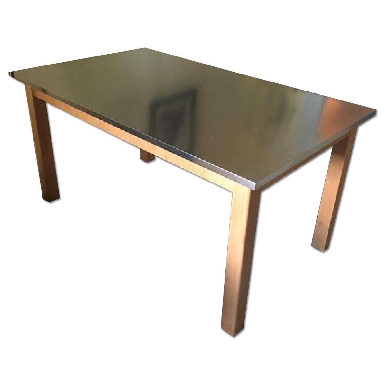 Solid Wood Table w/ Stainless Steel Top - image-0