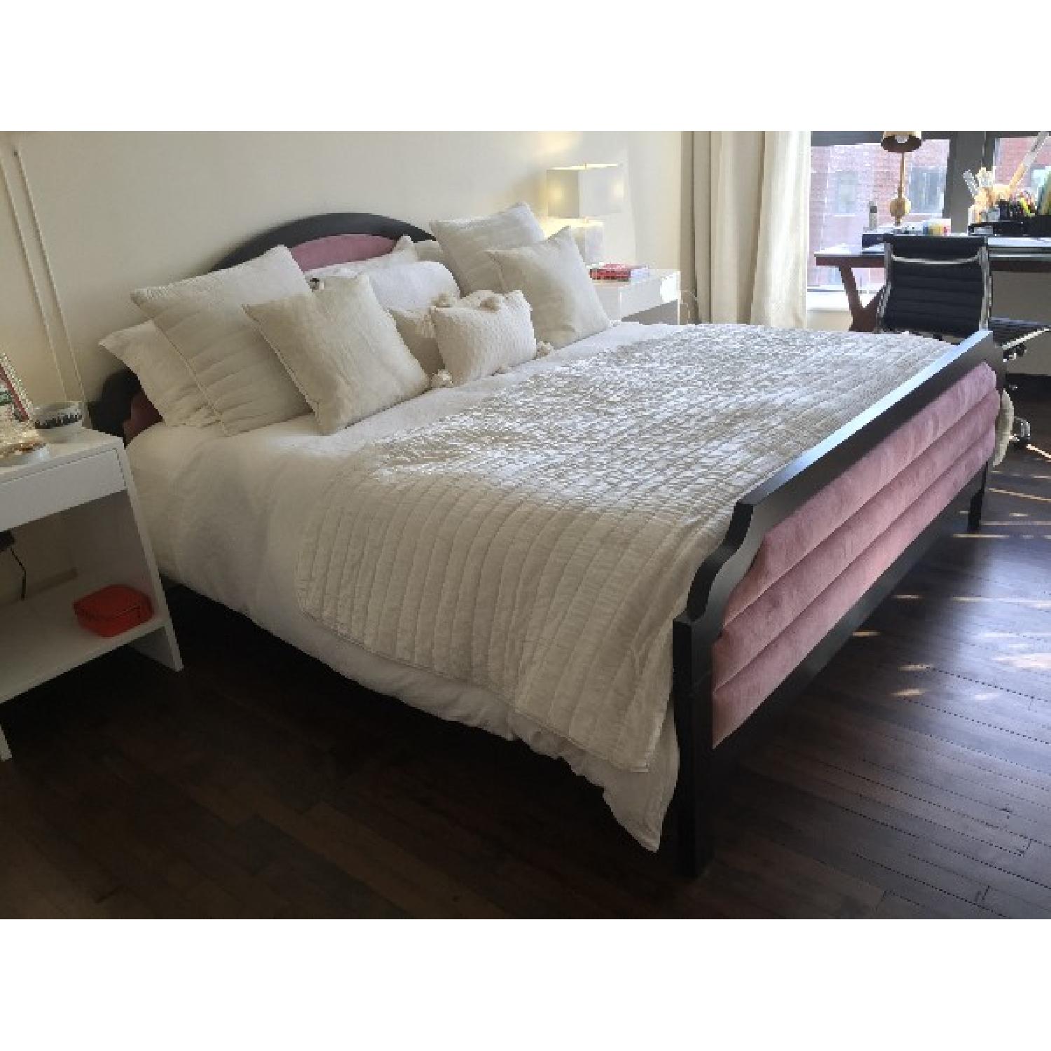 Crate & Barrel Custom Upholstered King Bed Frame AptDeco