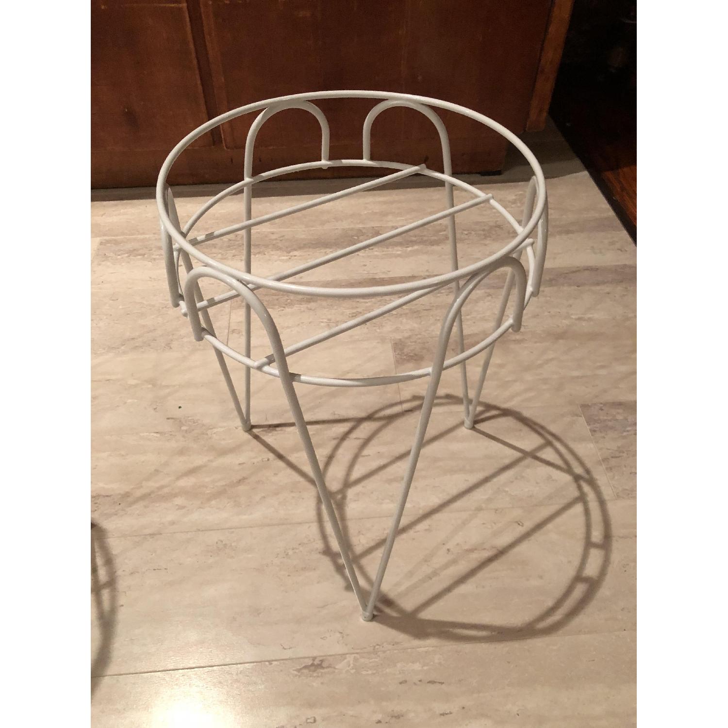 Vintage Tall White Plant Stand - image-1