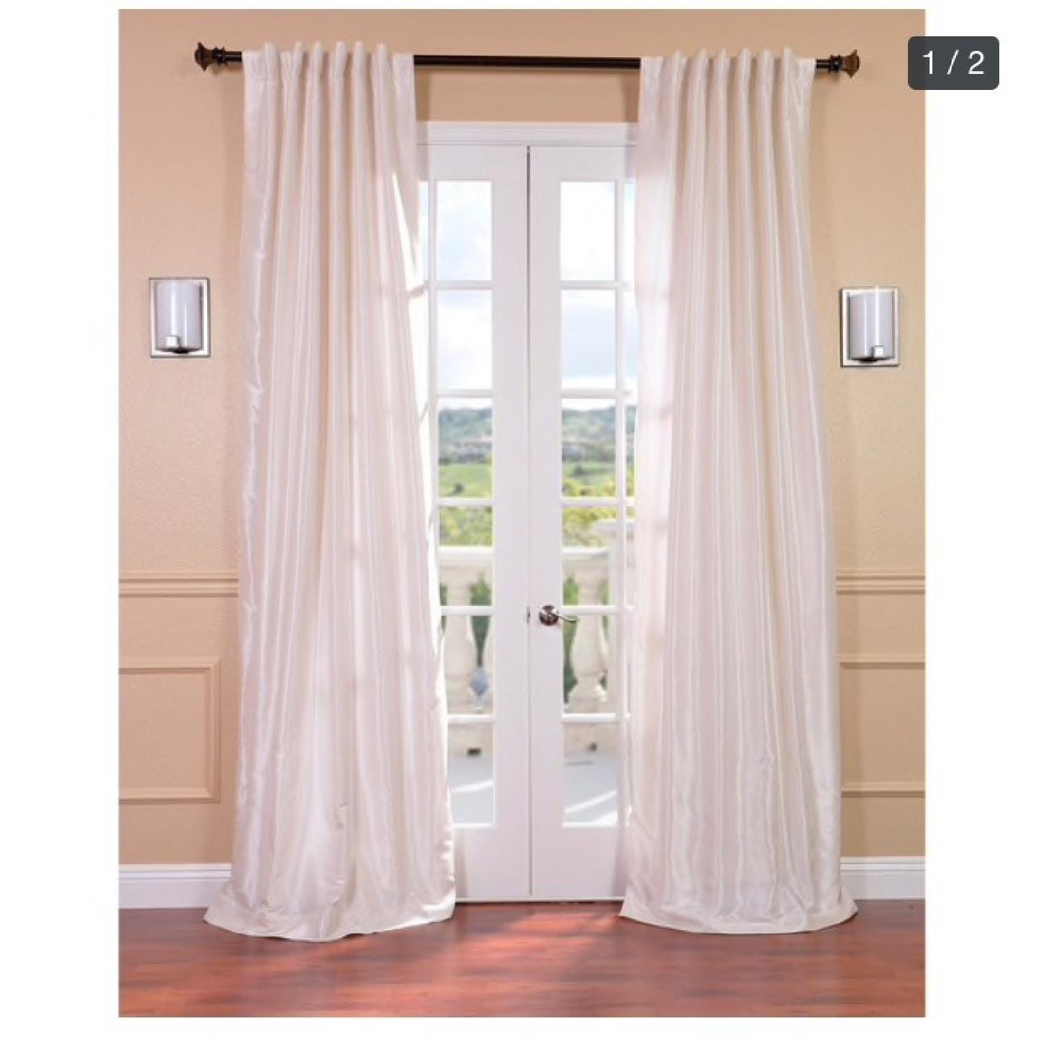 Off-White Silk Style Curtains - image-2