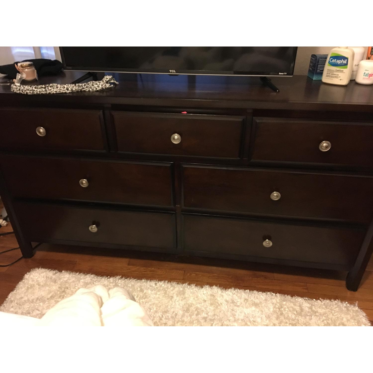 Raymour & Flanigan Merlot 7 Drawer Dresser - image-1