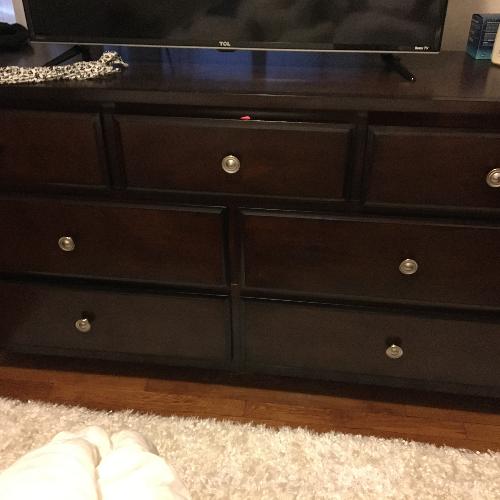 Used Raymour & Flanigan Merlot 7 Drawer Dresser for sale on AptDeco