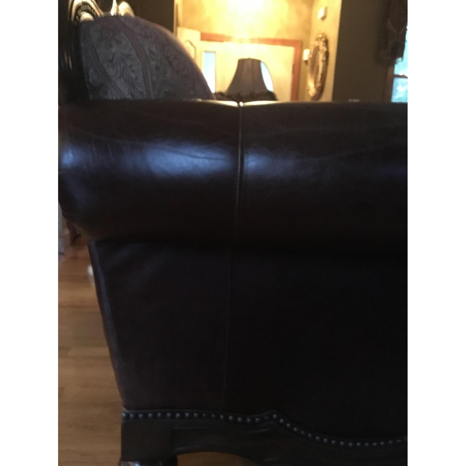 Schnadig Leather & Fabric Sofa w/ Wood & Nailhead Trim - image-5