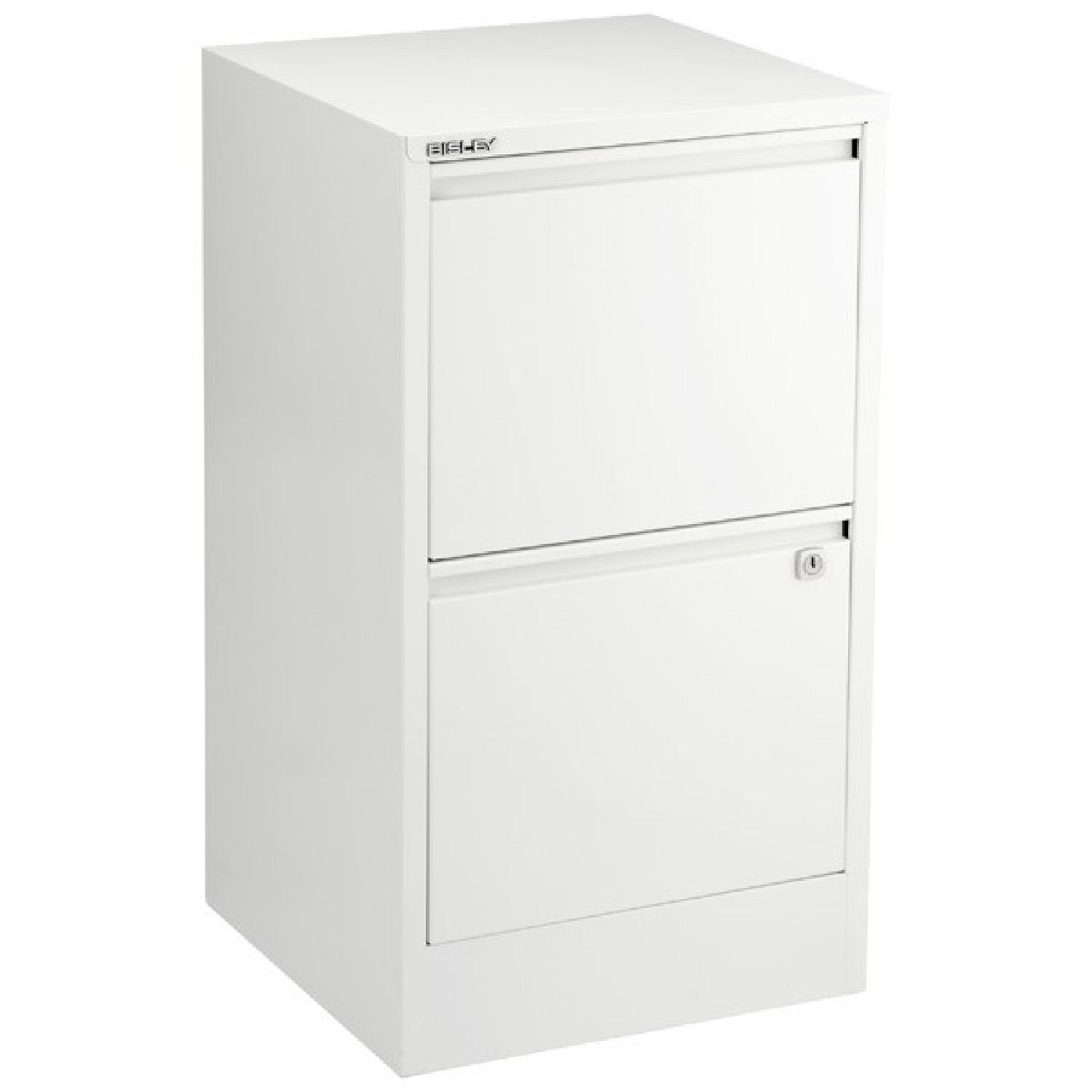 Bisley 2-Drawer Locking Filing Cabinet in White - image-0