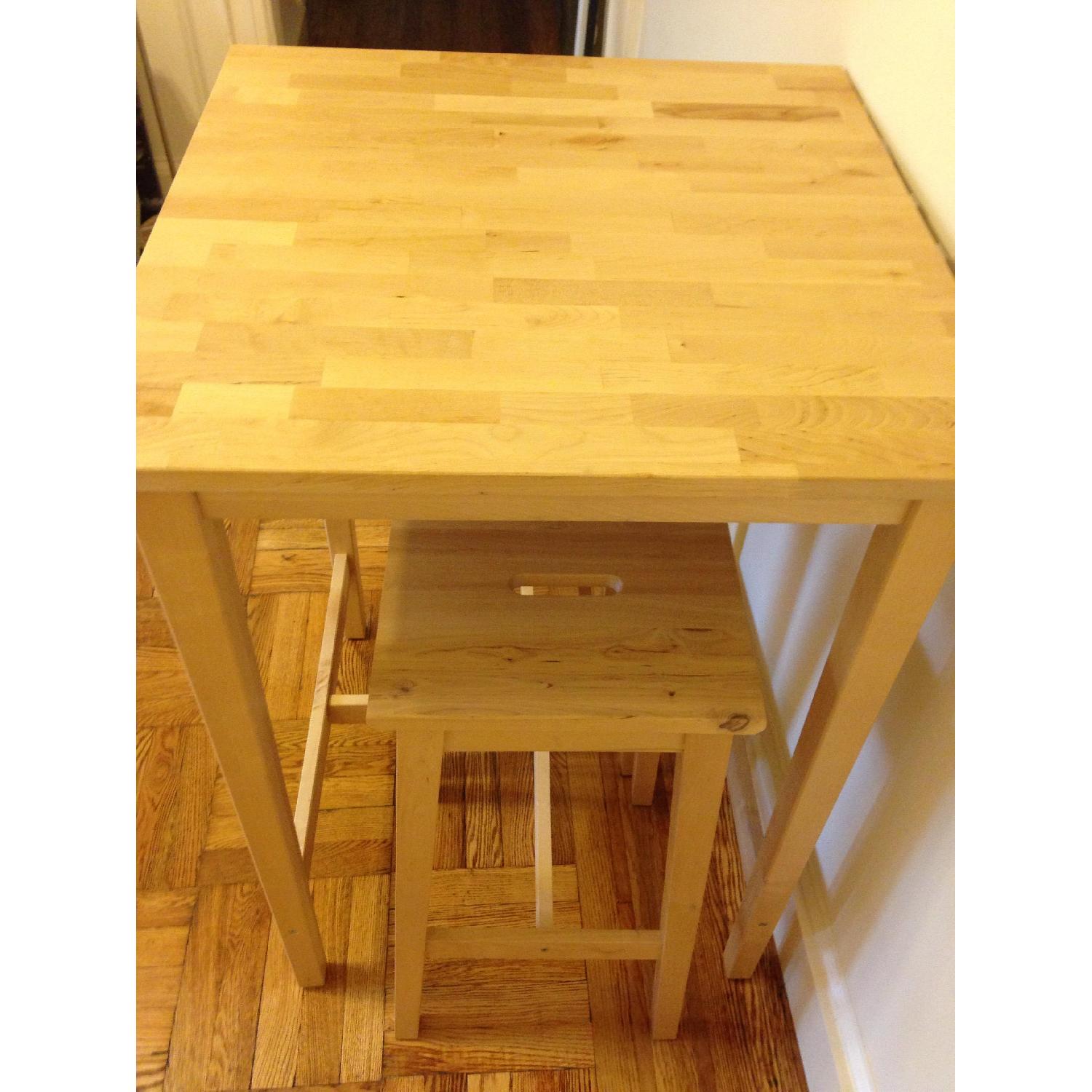 Ikea Wood Bar Table w/ 2 Stools AptDeco