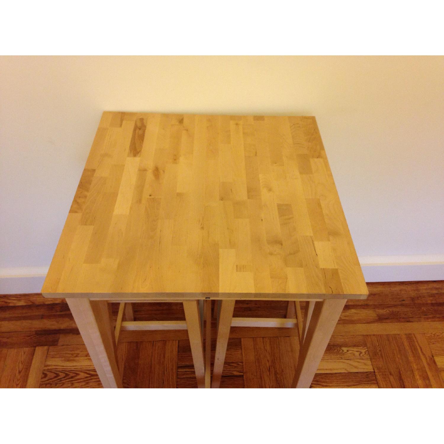 Ikea Wood Bar Table w/ 2 Stools - image-6