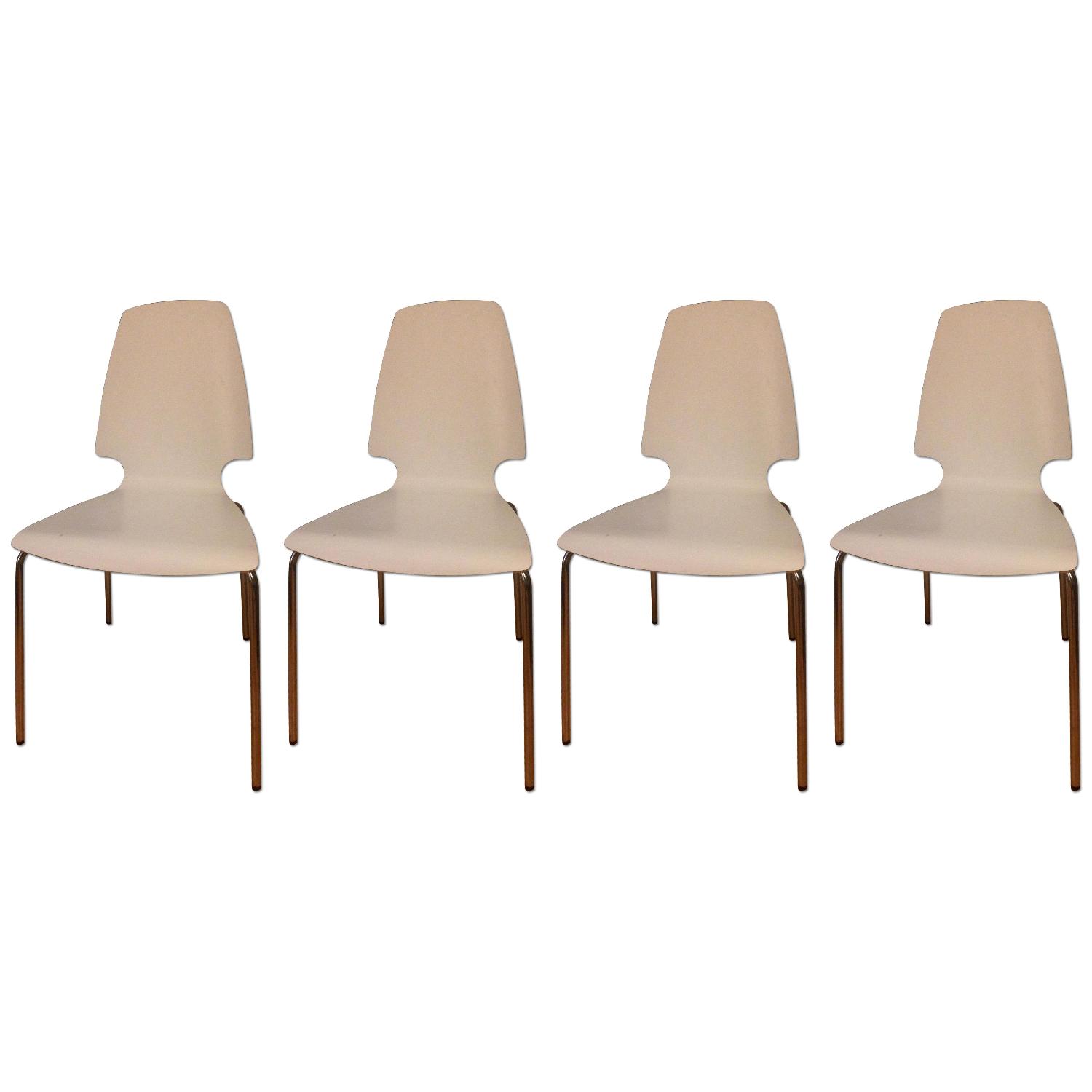 Ikea Modern White Chairs Set of 4 AptDeco