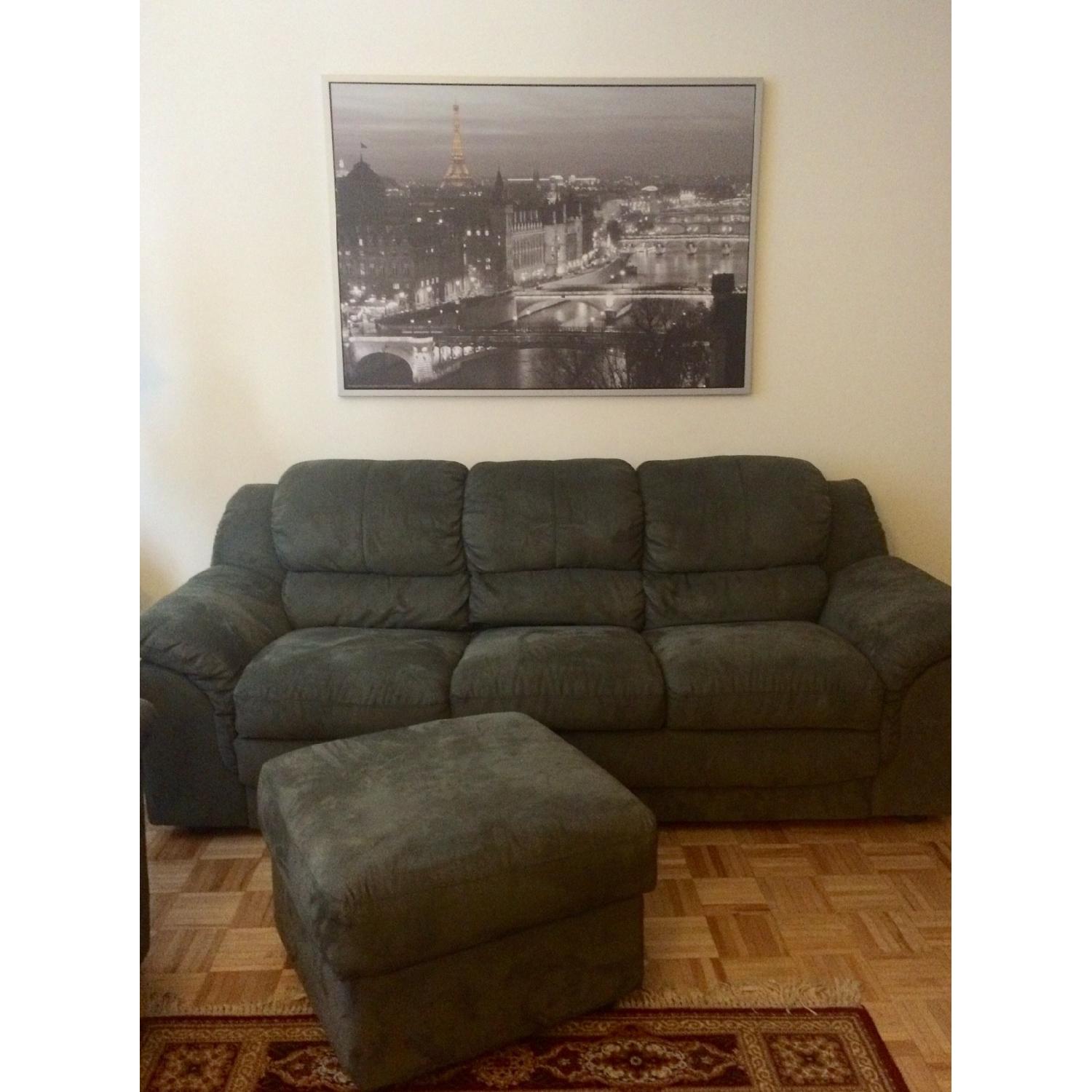 Wolf's Green Microsuede Sofa - image-1