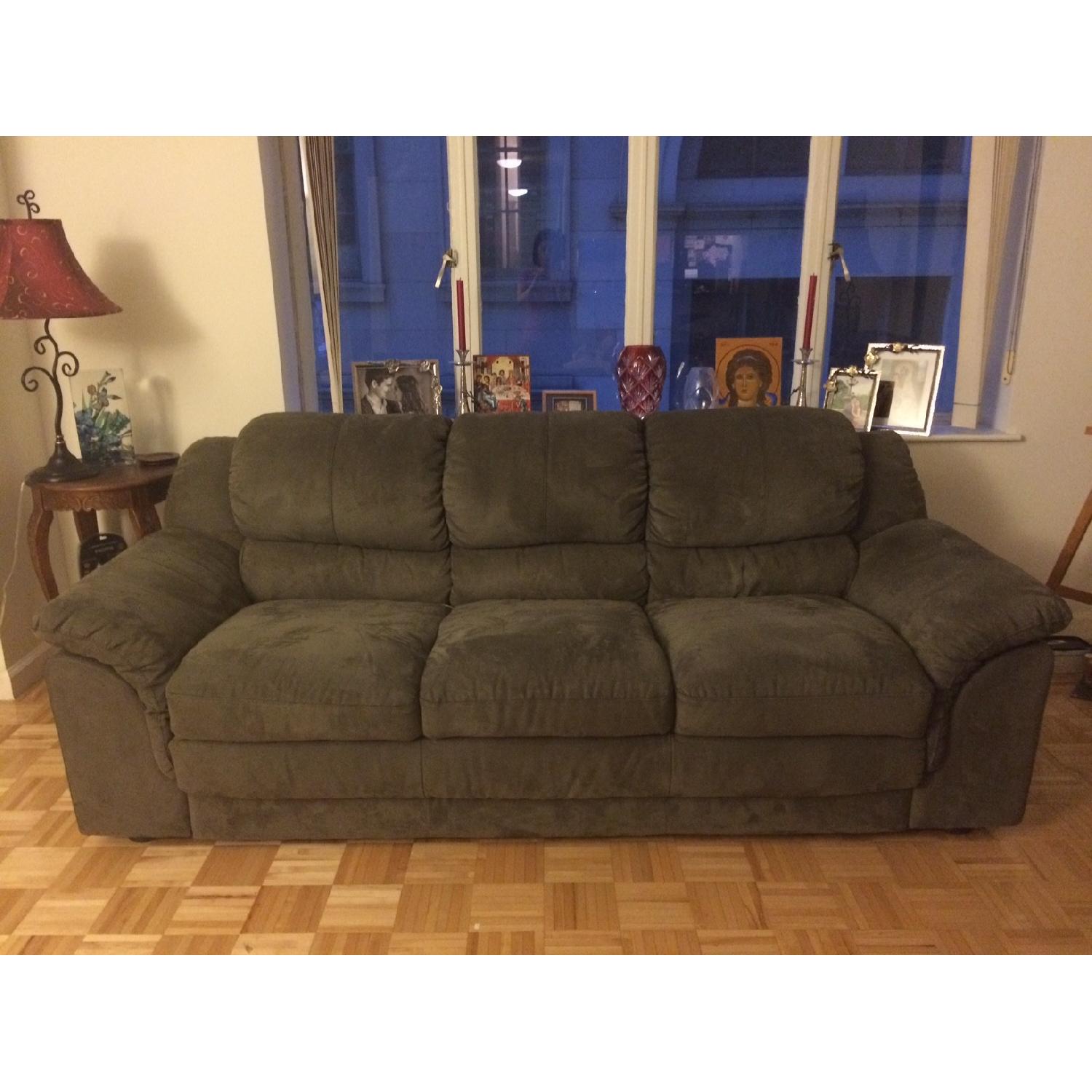 Wolf's Green Microsuede Sofa - image-3