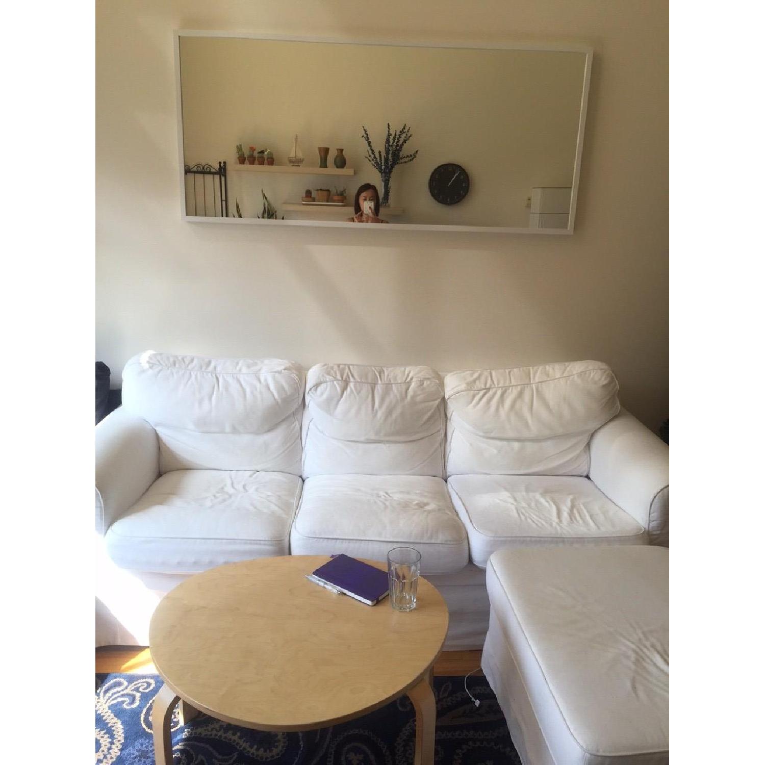 Ikea White Sofa w/ Ottoman - image-2
