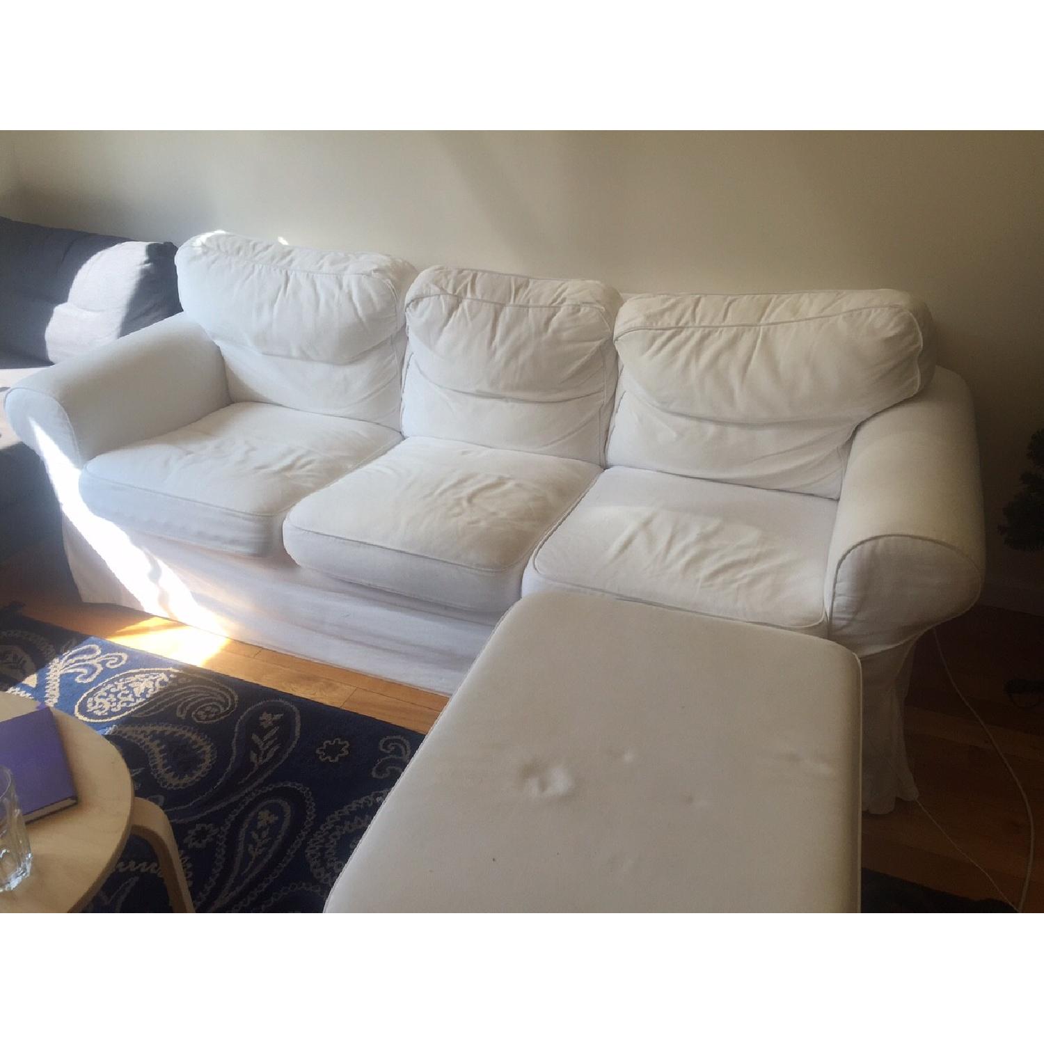 Ikea White Sofa w/ Ottoman - image-4