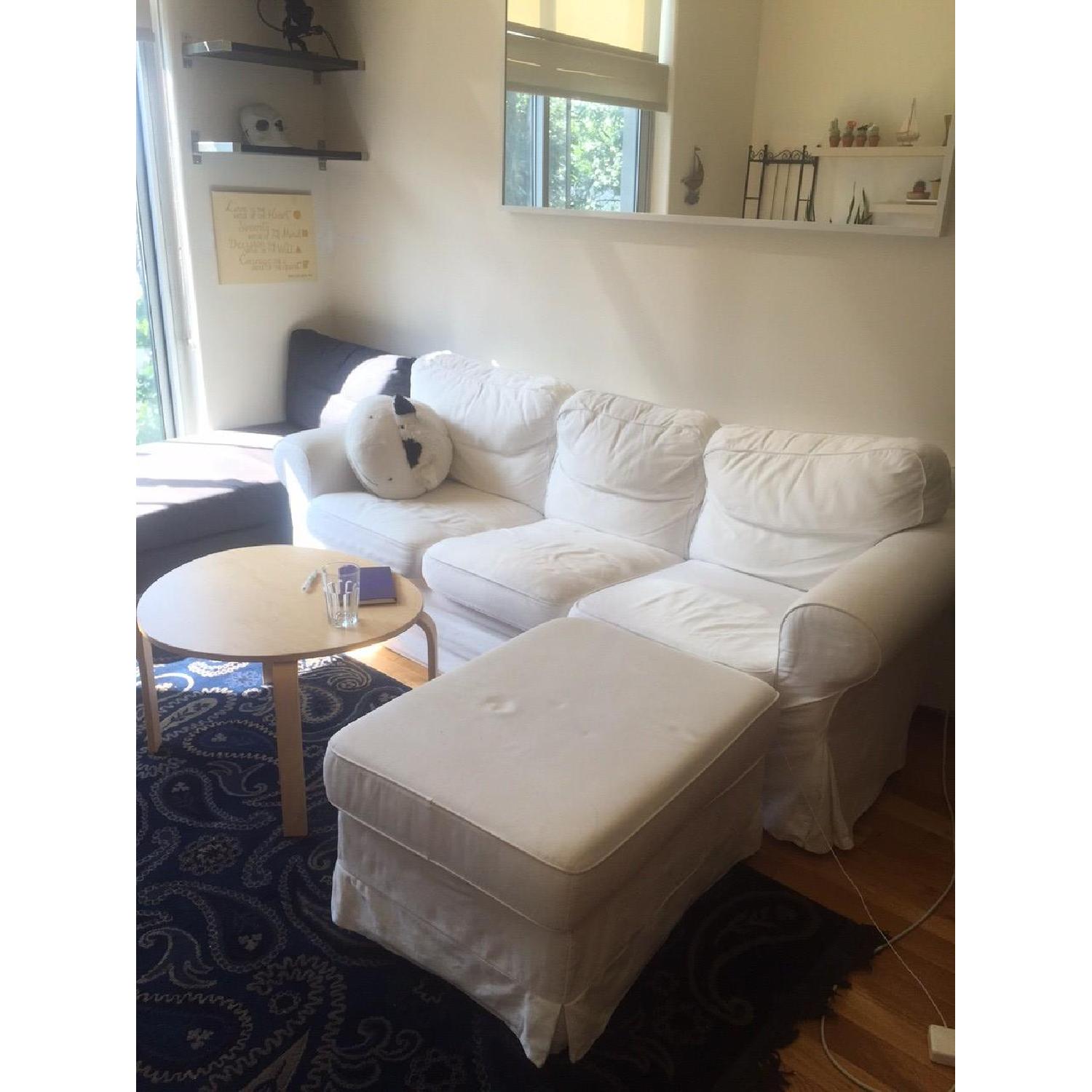 Ikea White Sofa w/ Ottoman - image-6