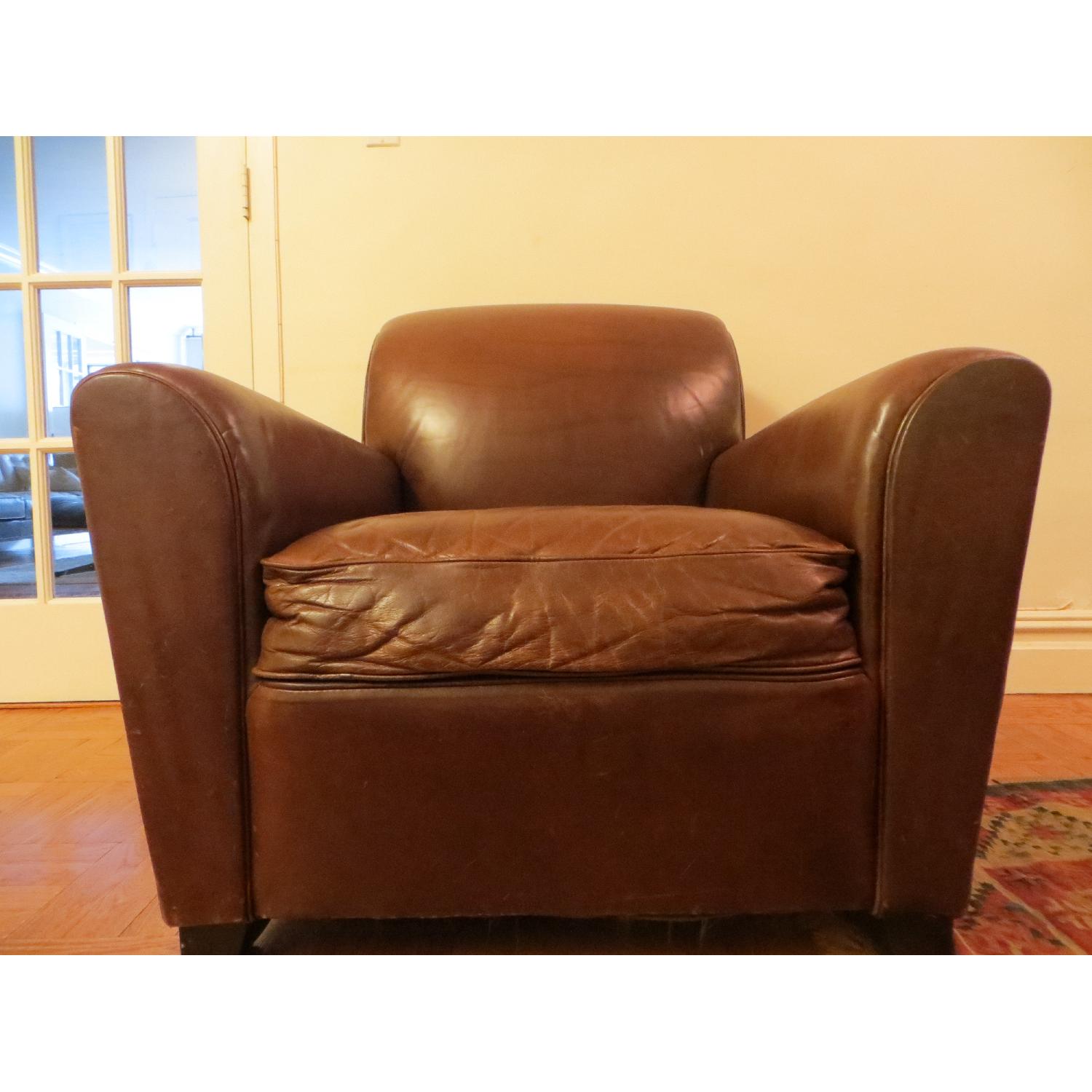 Mitchell Gold + Bob Williams Brown Leather Armchair - image-1