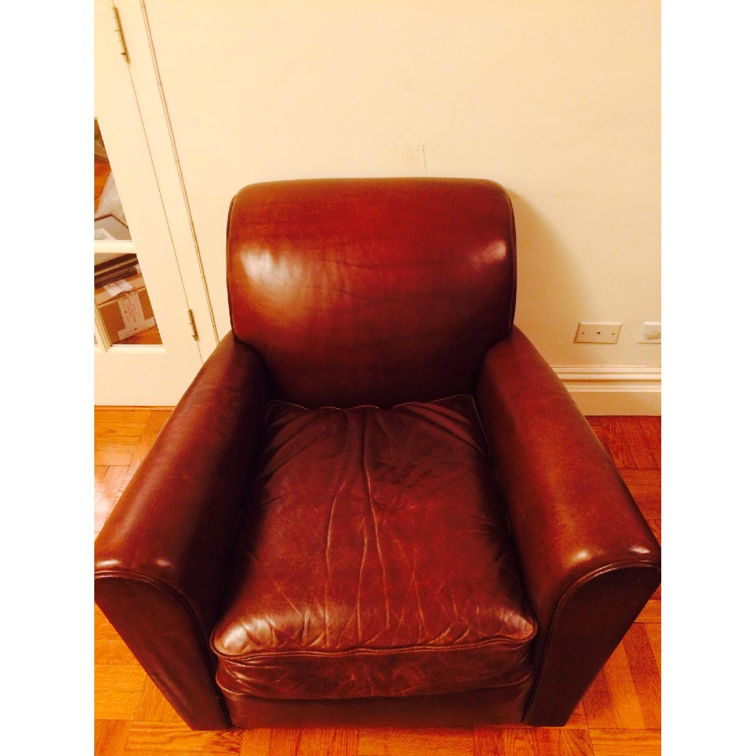 Mitchell Gold + Bob Williams Brown Leather Armchair - image-3