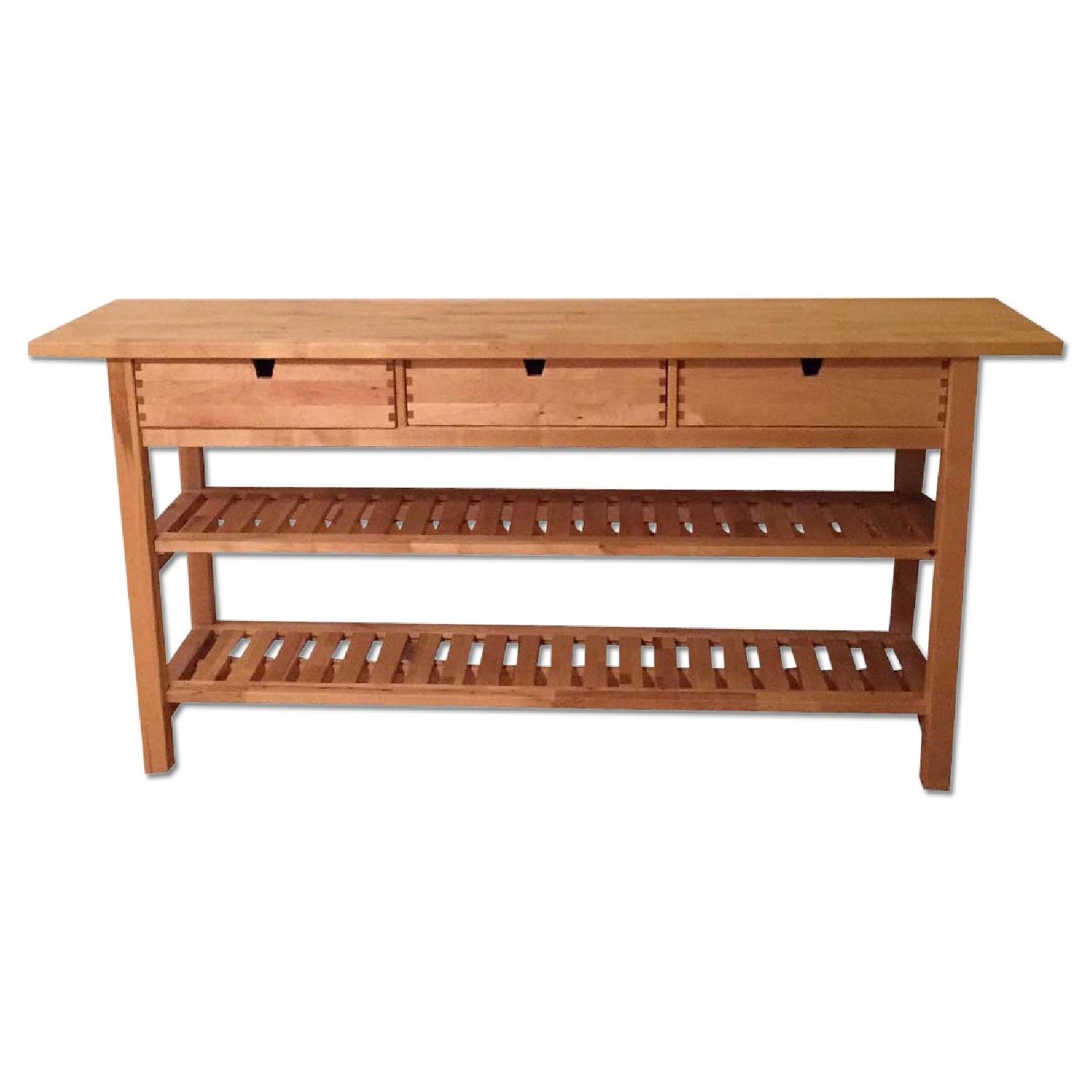 Solid Wood Kitchen Counter w/ 3 Drawers - image-0