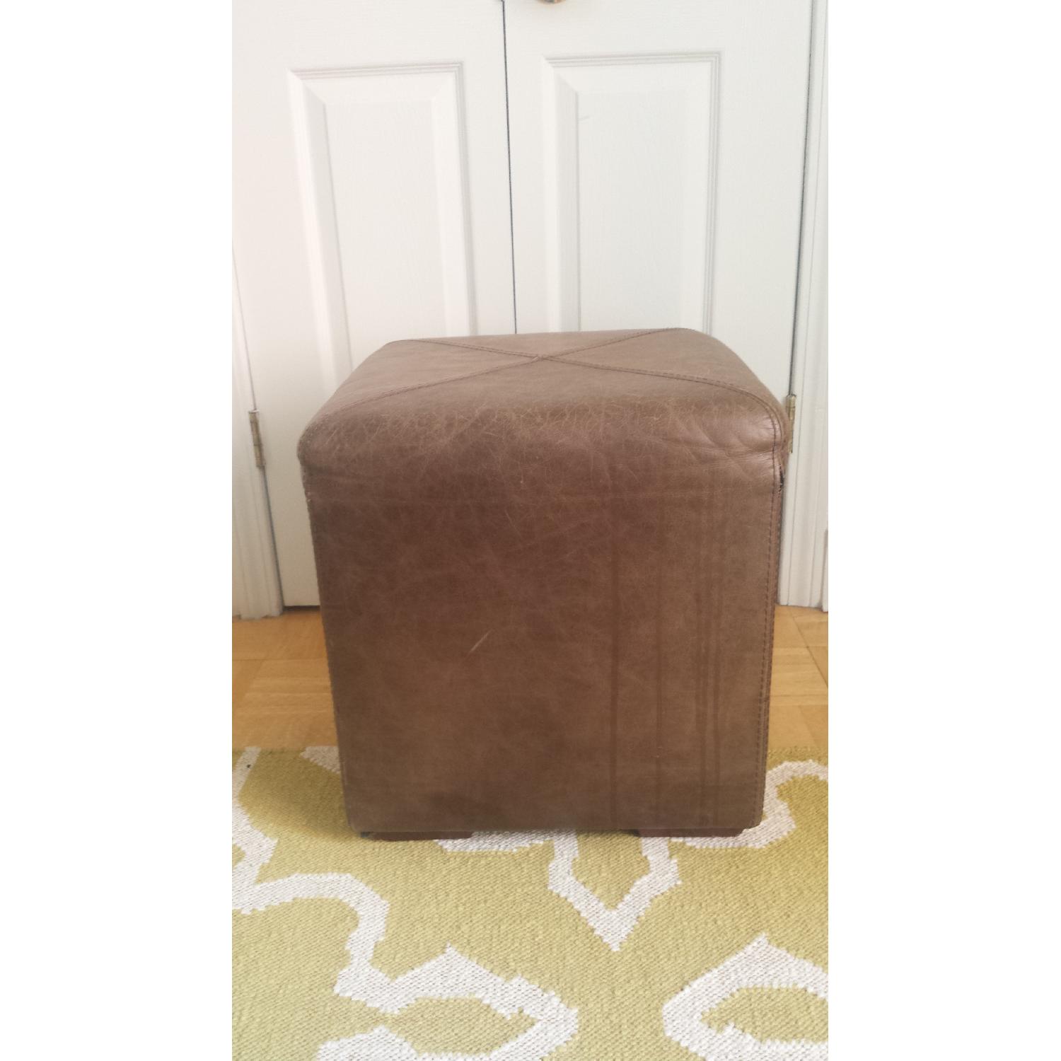 Soft Line Medium Brown Leather Ottoman/Footstool - image-2
