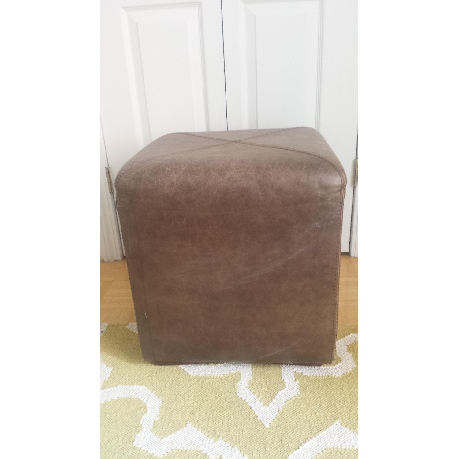 Soft Line Medium Brown Leather Ottoman/Footstool - image-3