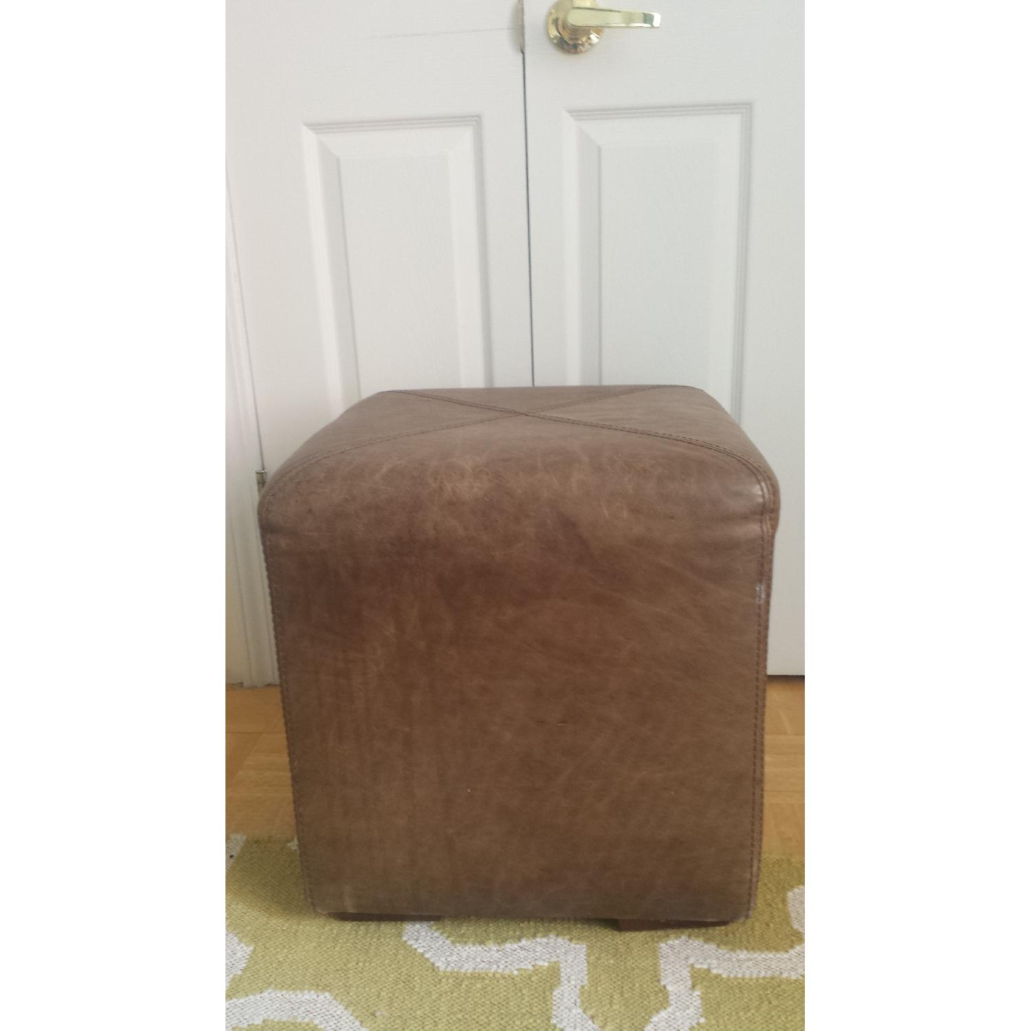 Soft Line Medium Brown Leather Ottoman/Footstool - image-4
