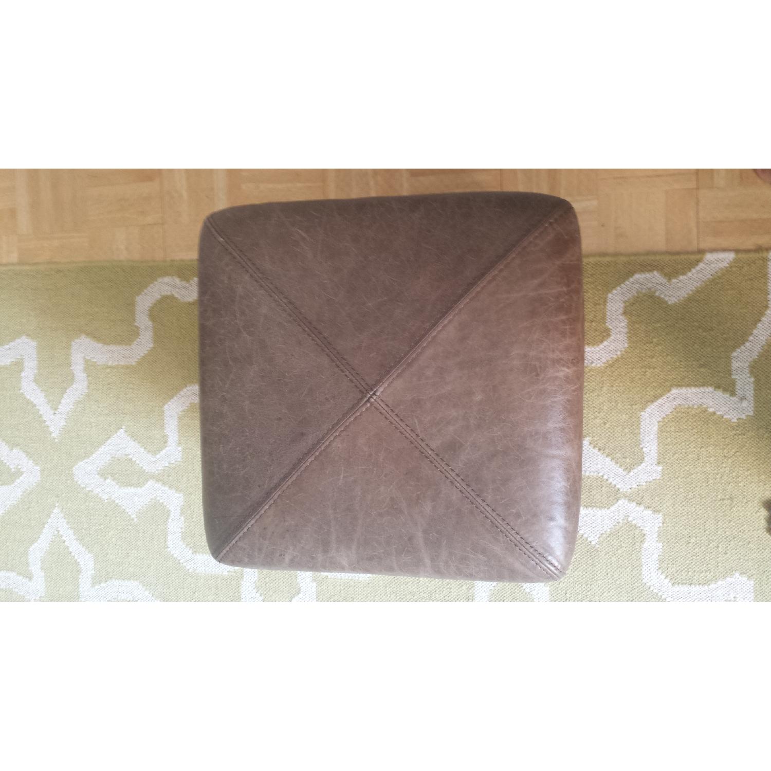 Soft Line Medium Brown Leather Ottoman/Footstool - image-5