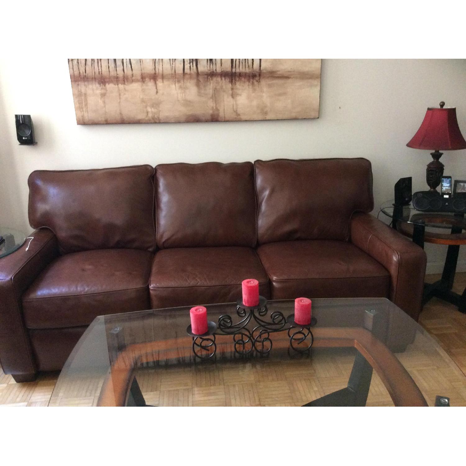 Brown Leather Sleeper Sofa - image-1