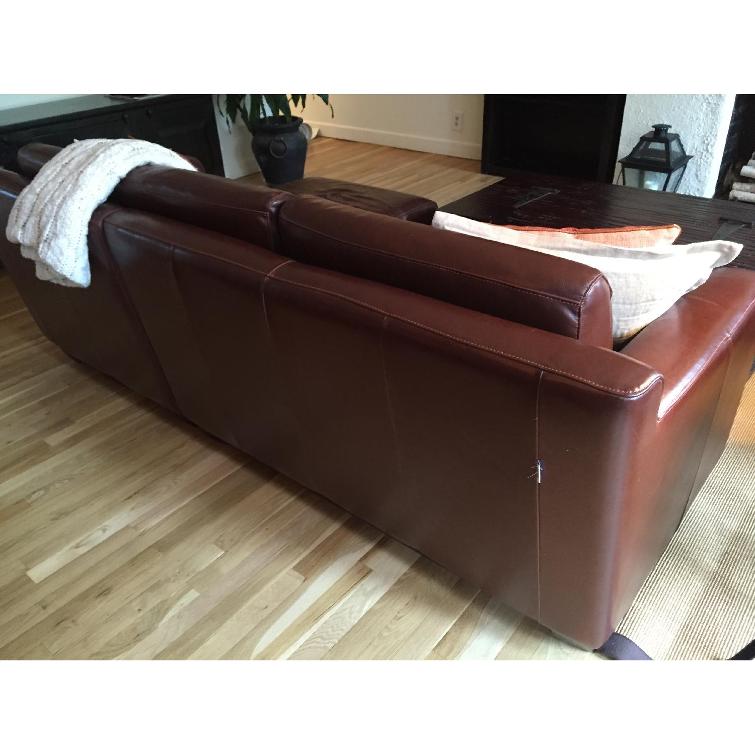 Leather Sofa w/ Chaise Lounge + Matching Chair & Ottoman - image-3