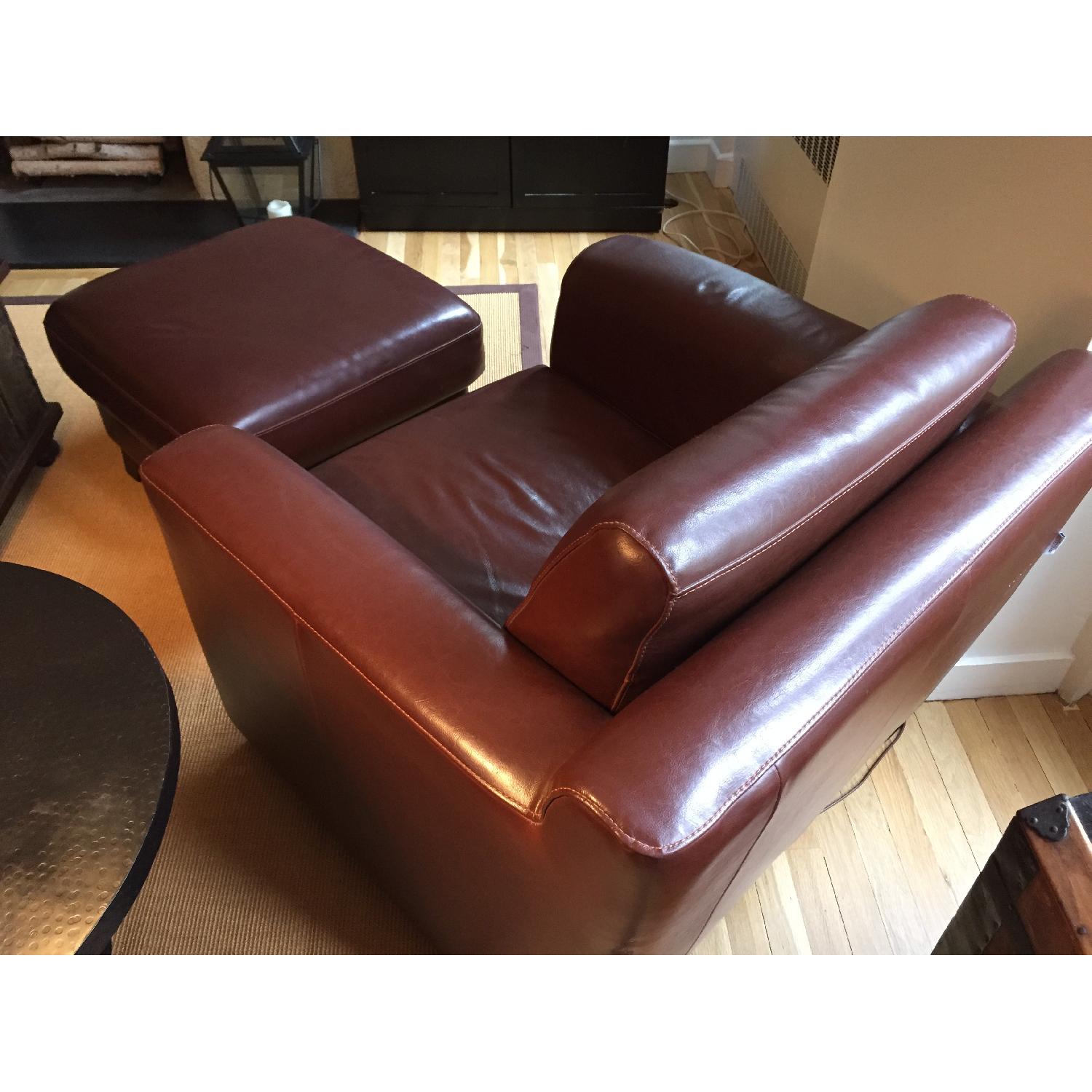 Leather Sofa w/ Chaise Lounge + Matching Chair & Ottoman AptDeco