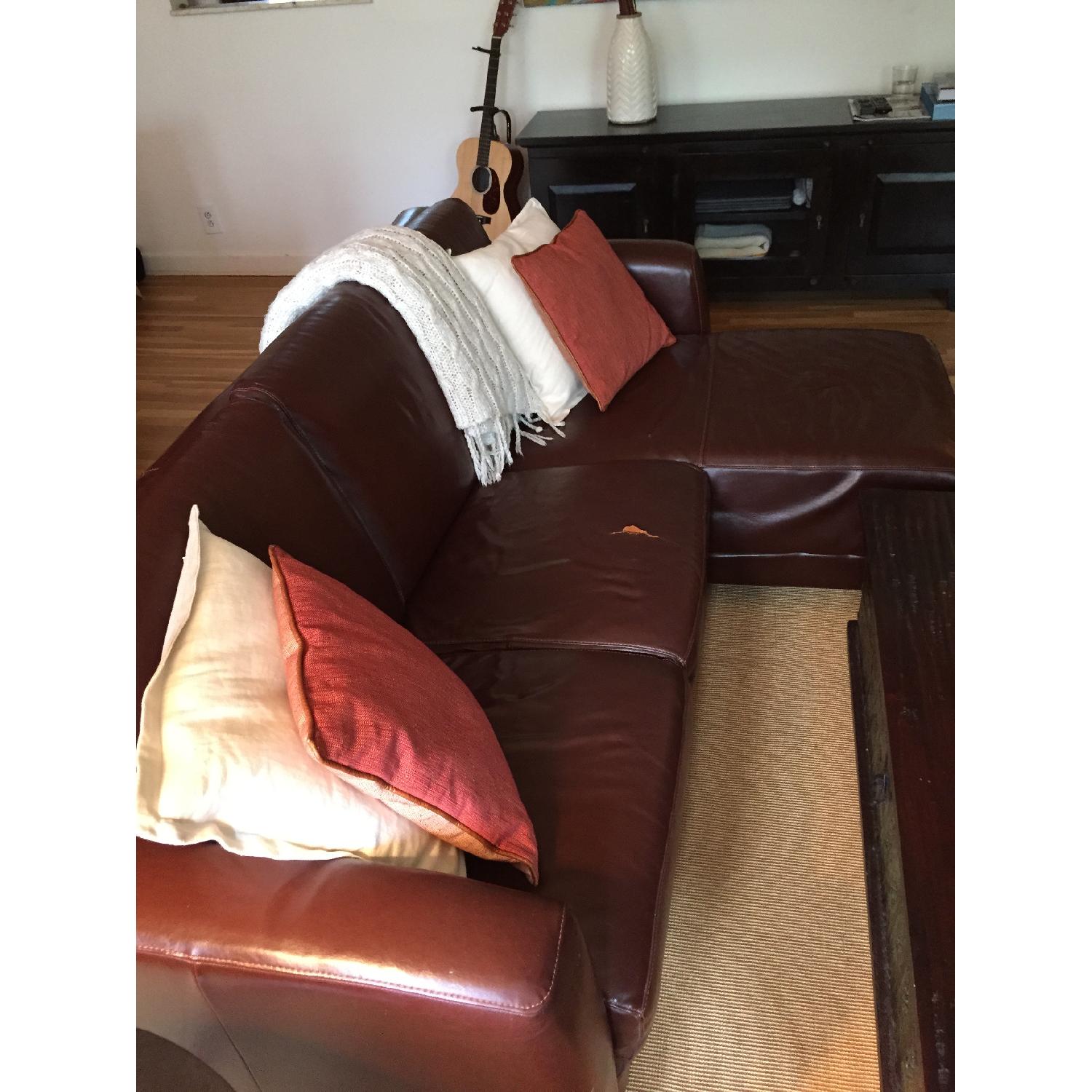 Leather Sofa w/ Chaise Lounge + Matching Chair & Ottoman AptDeco