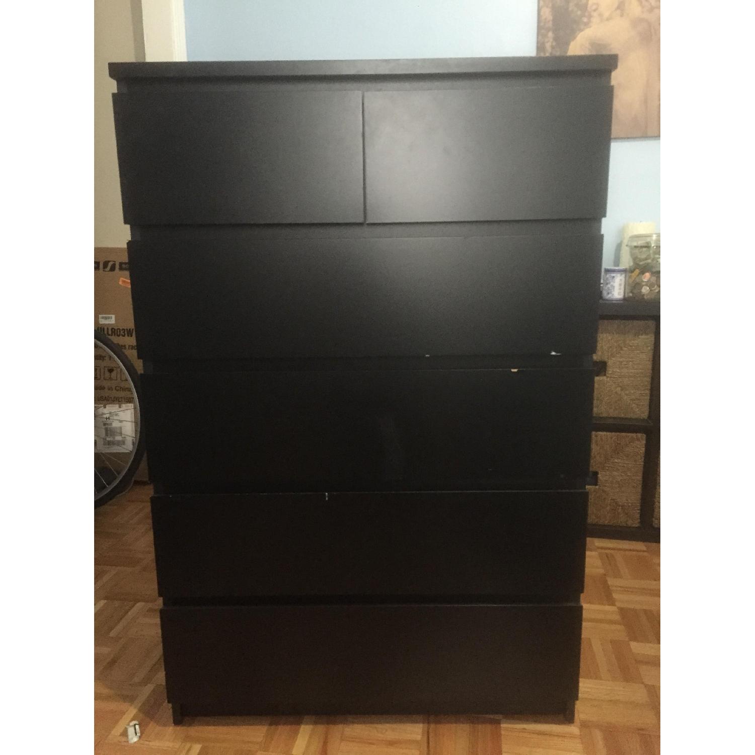 Ikea Malm Black 6 Drawer Dresser - image-1