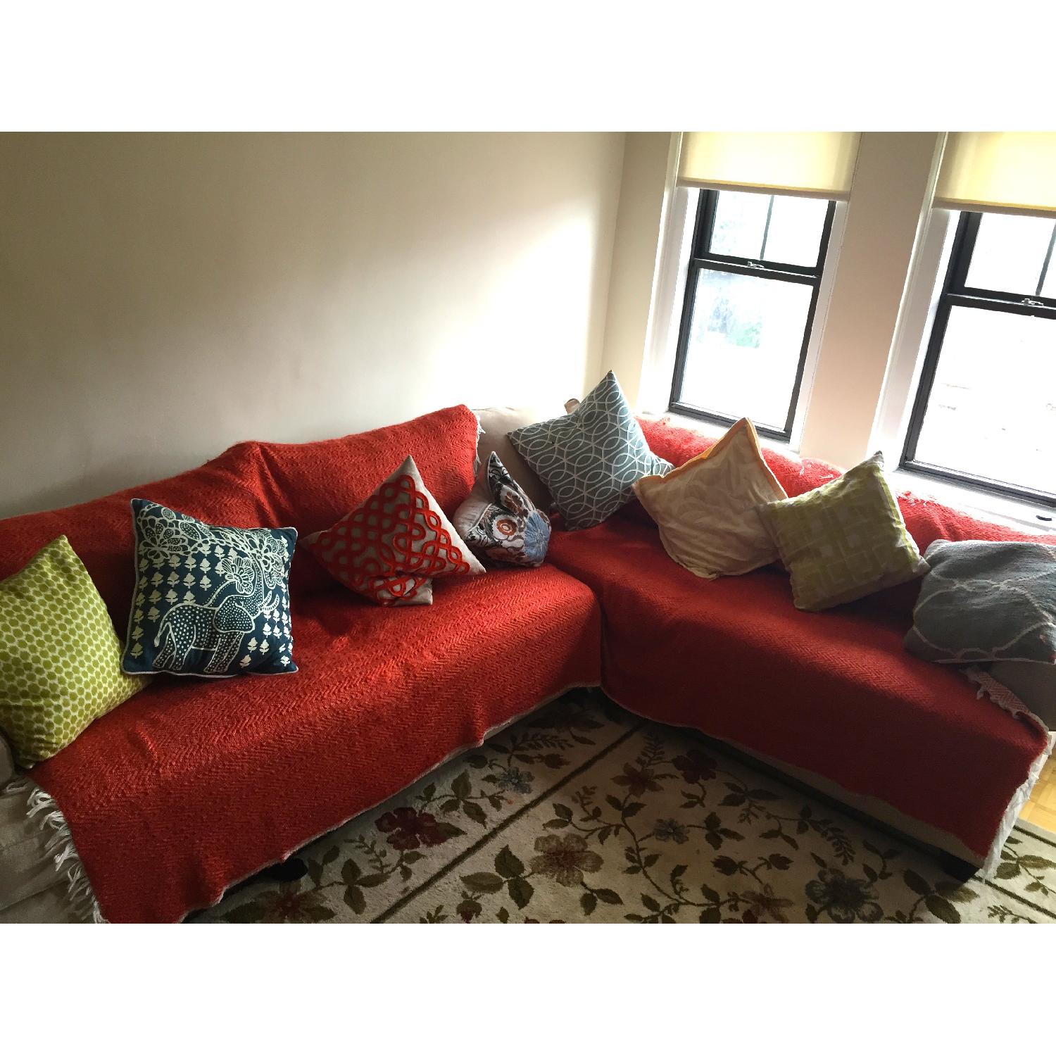 Raymour & Flanigan Vegas Beige Microfiber Queen Sleeper Sectional Sofa - image-3