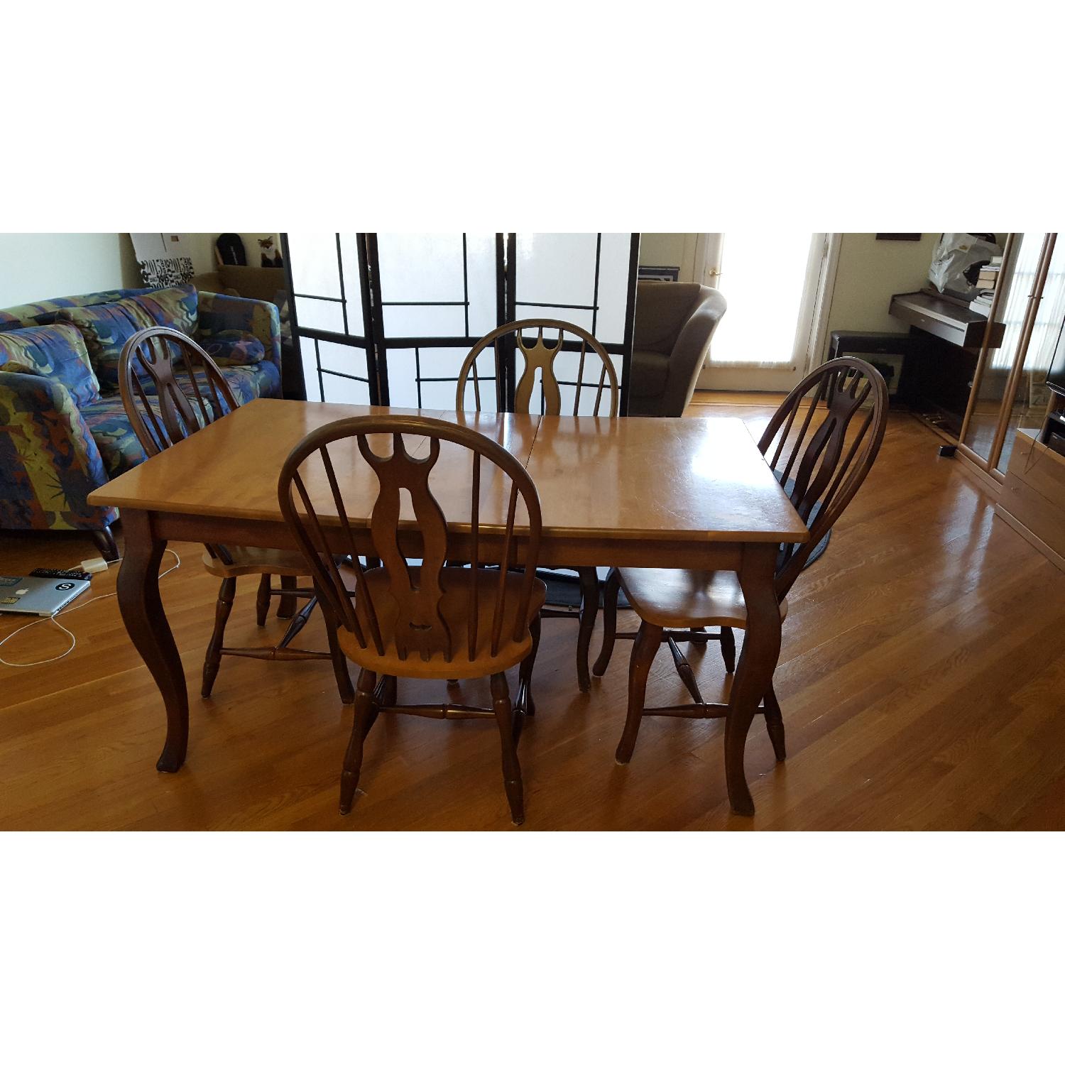 Solid Wood Dining Table w/ 4 Chairs - AptDeco