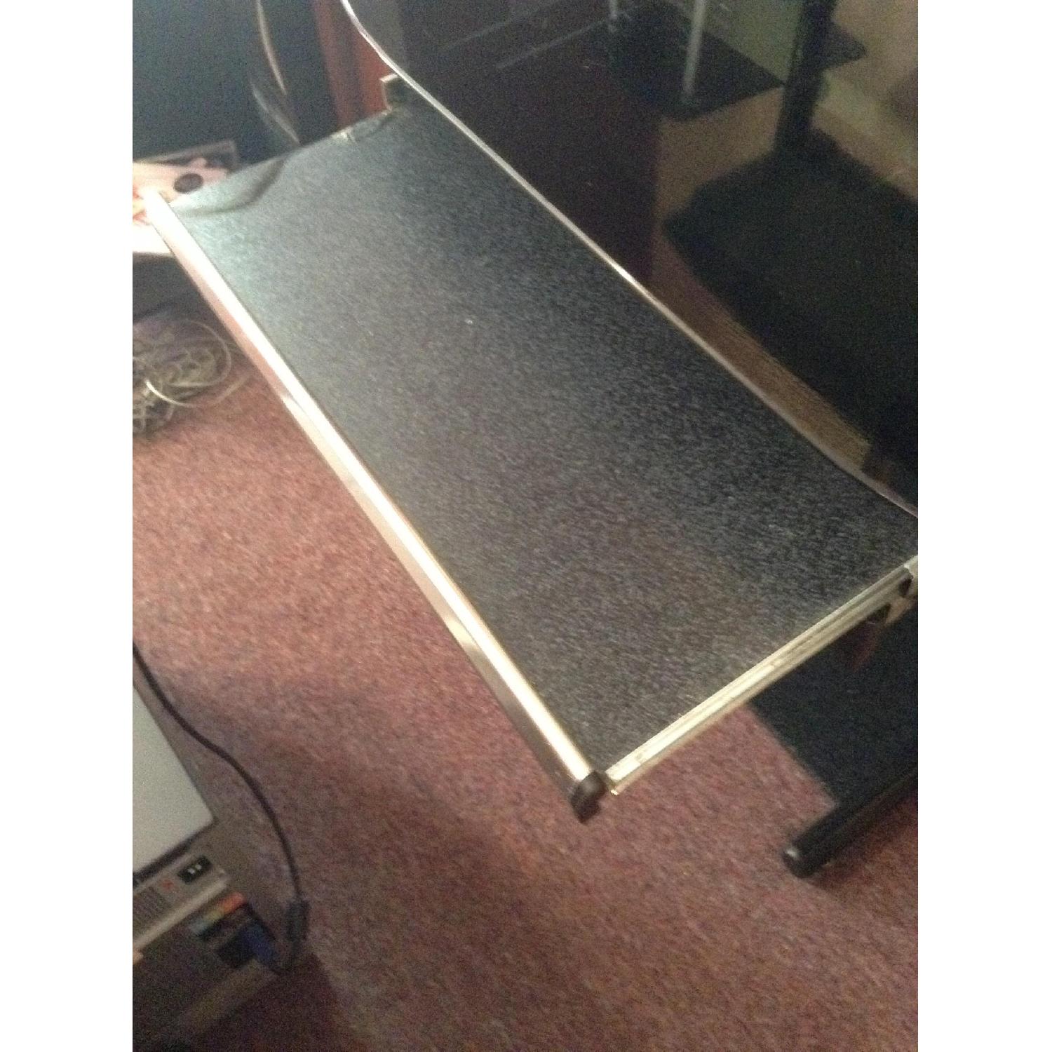 Black Glass Computer Desk + 3 Shelve Storage Rolling Stand - image-6