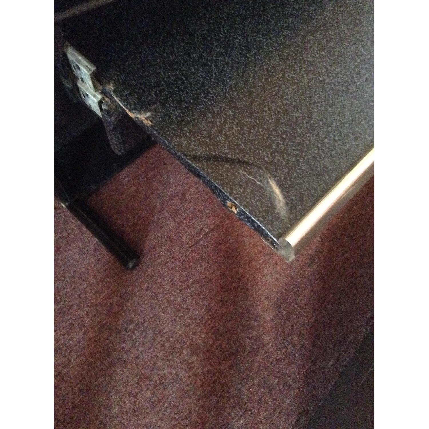 Black Glass Computer Desk + 3 Shelve Storage Rolling Stand - image-11