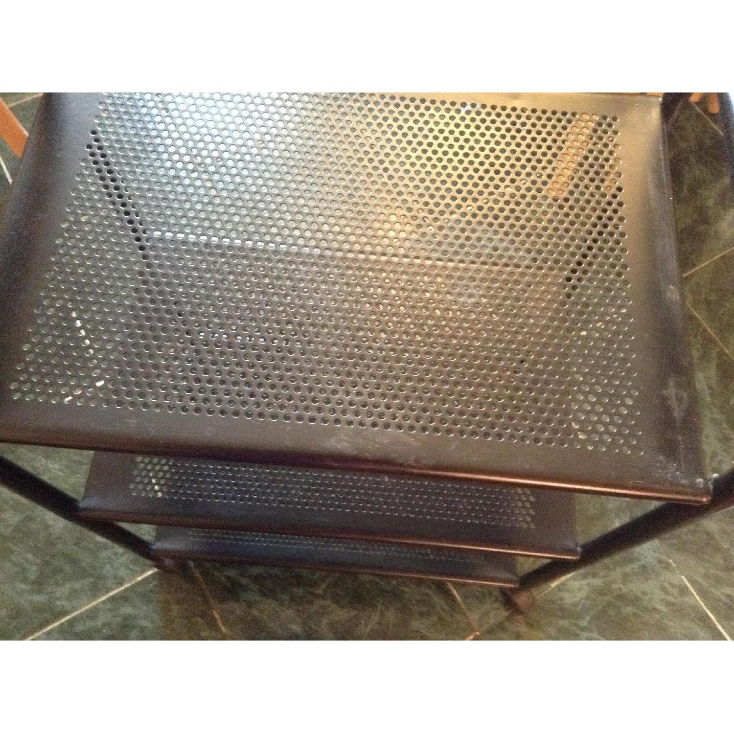 Black Glass Computer Desk + 3 Shelve Storage Rolling Stand - image-12