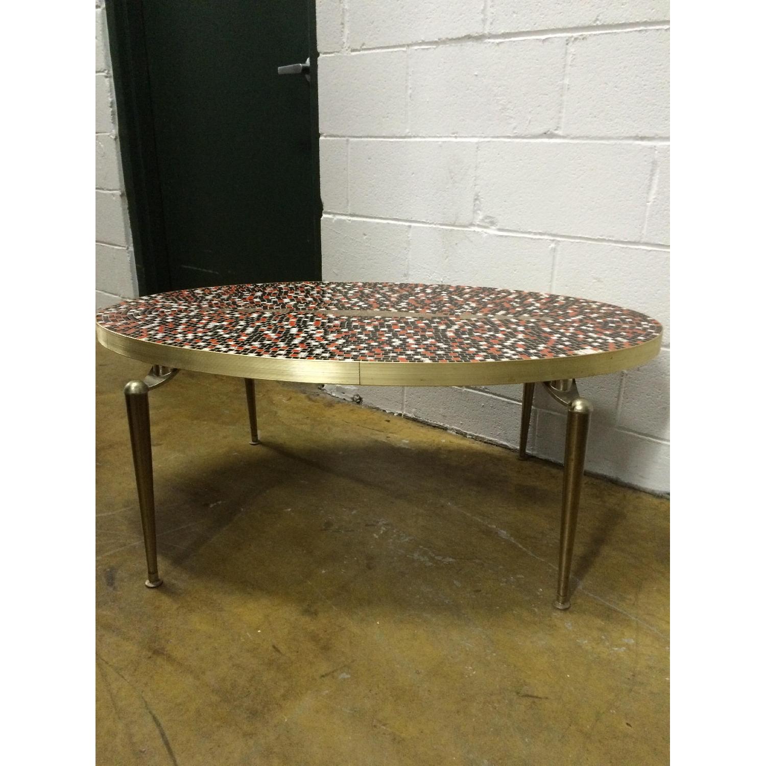 Mid Century 1959 Custom Made Mosaic Tile Top Coffee Table - image-1