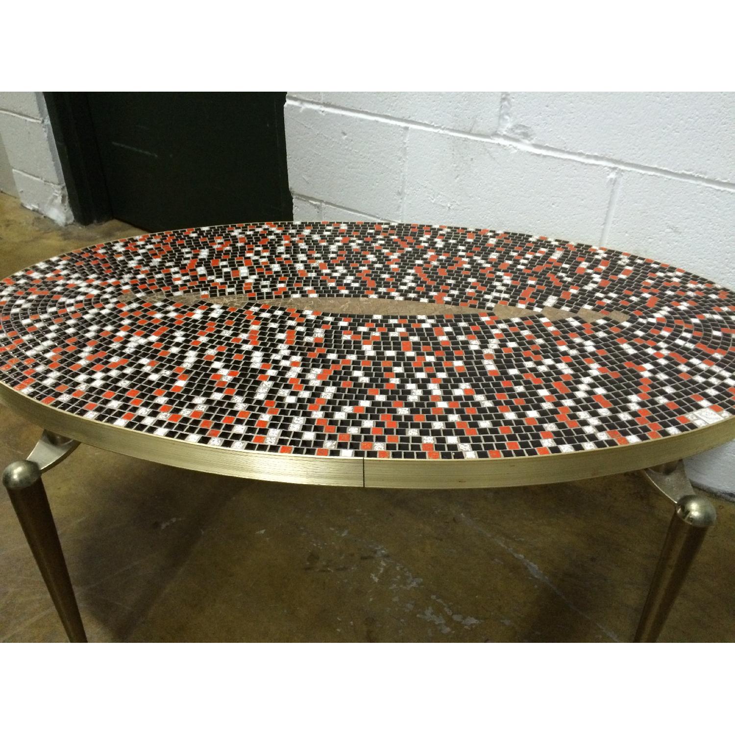 Mid Century 1959 Custom Made Mosaic Tile Top Coffee Table - image-2