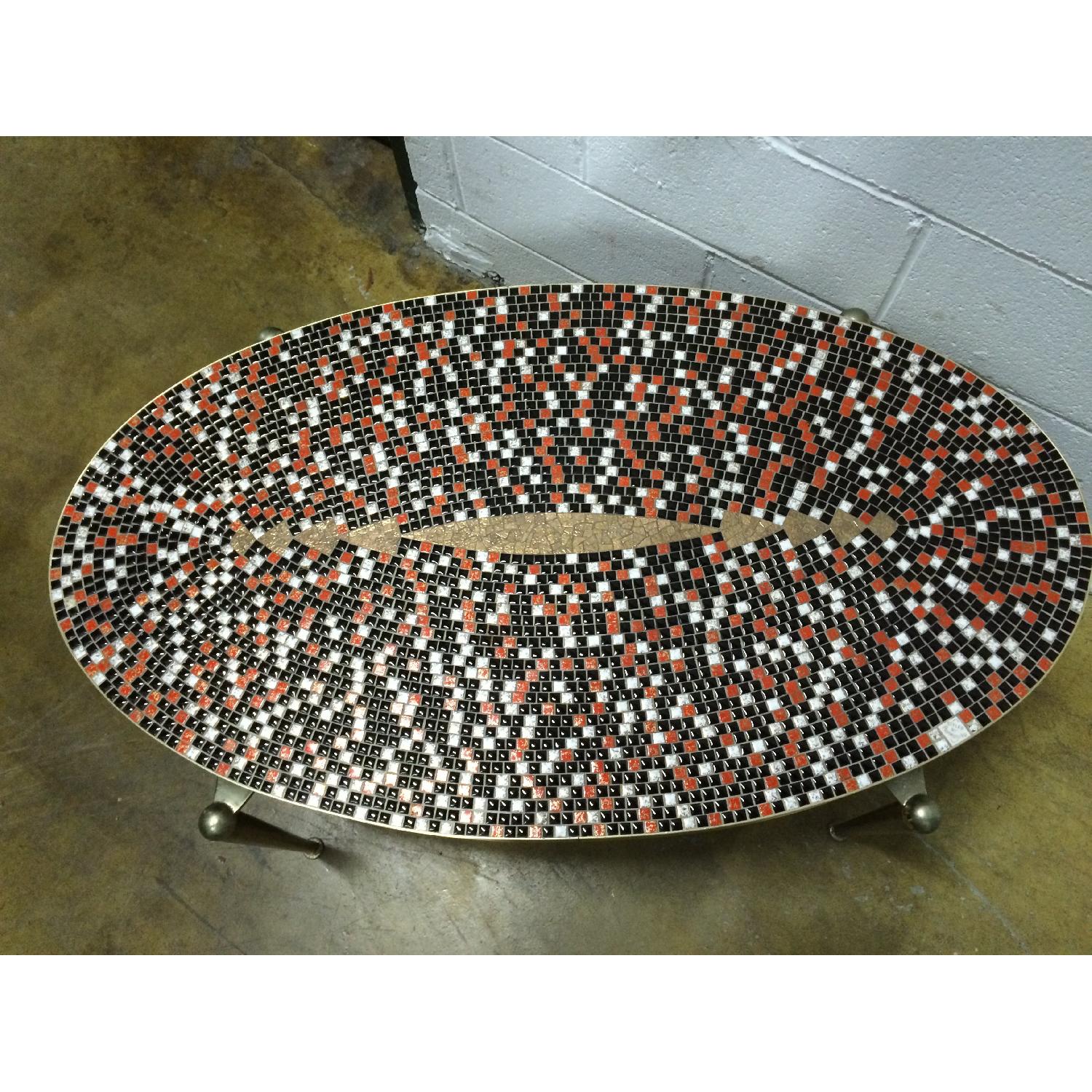 Mid Century 1959 Custom Made Mosaic Tile Top Coffee Table - image-3