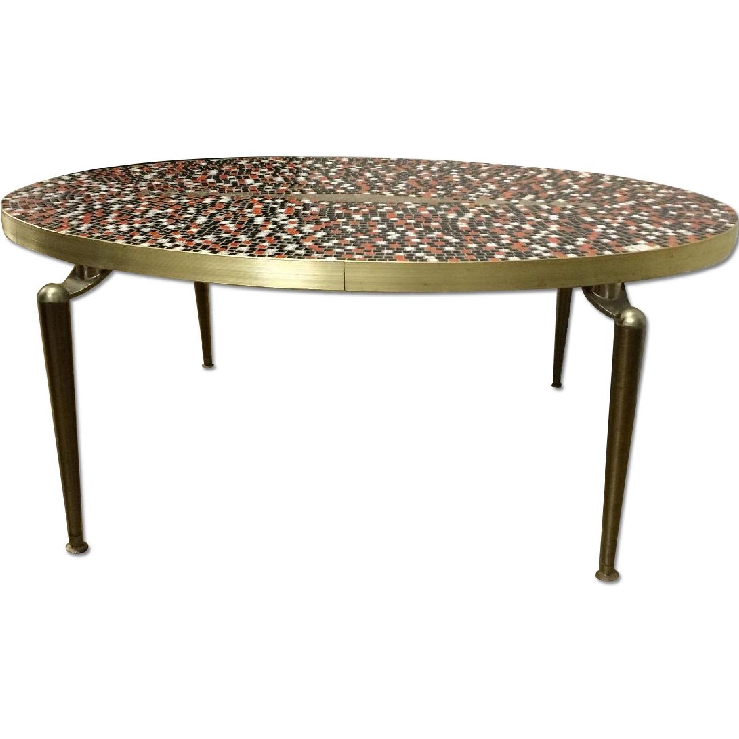 Mid Century 1959 Custom Made Mosaic Tile Top Coffee Table - image-0