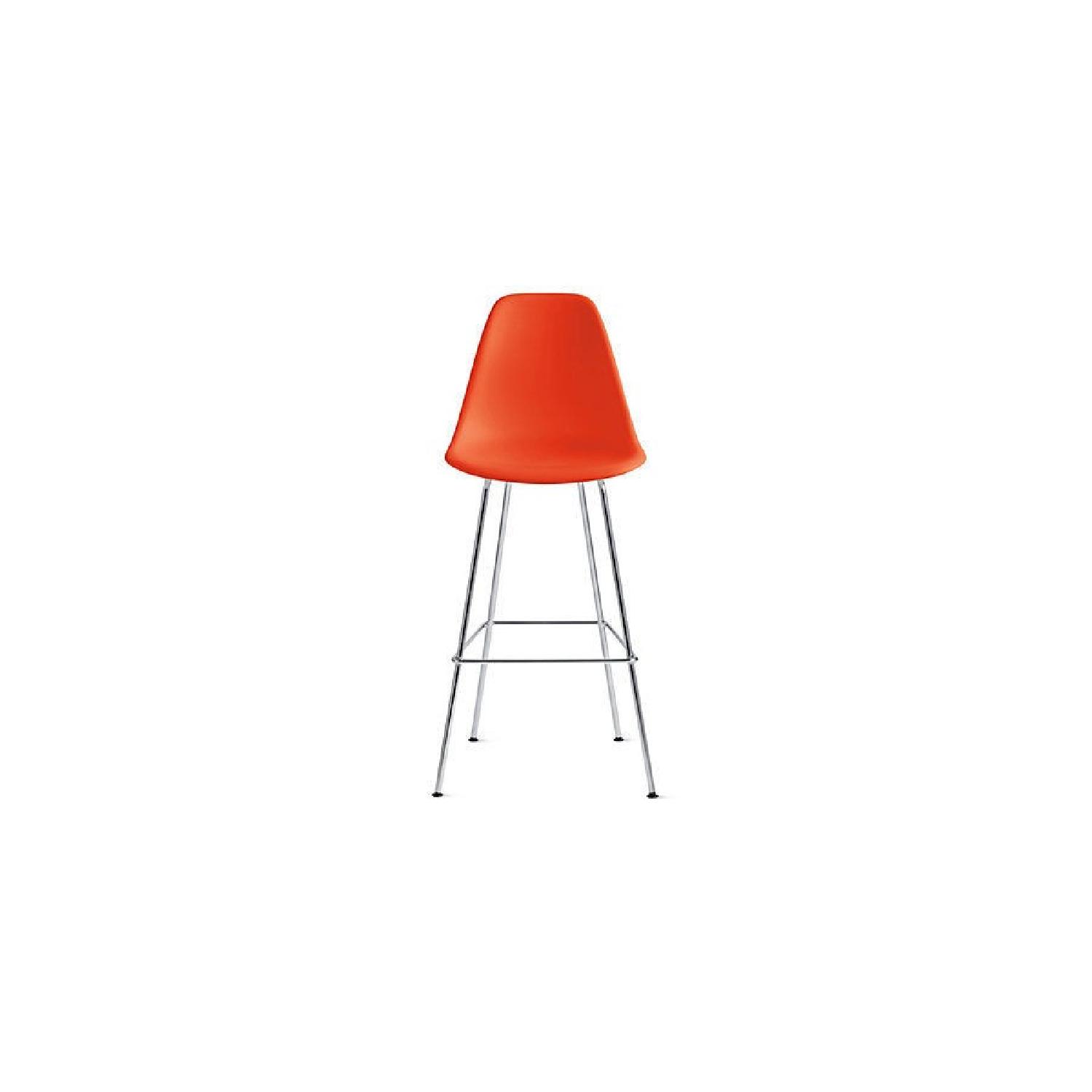 Herman Miller Eames Red Orange Molded Plastic Barstool - image-5