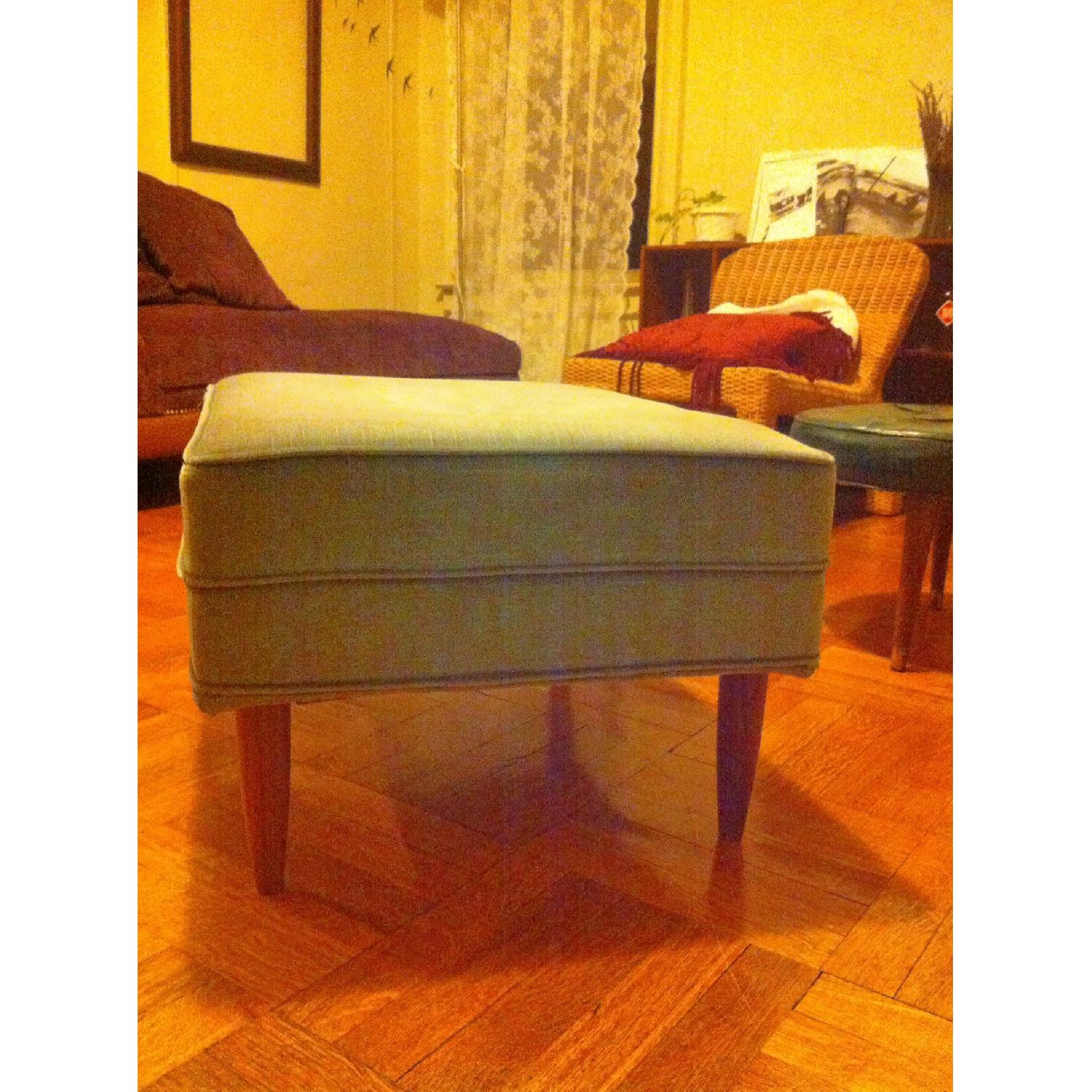Light Blue Velvet Ottoman - image-1