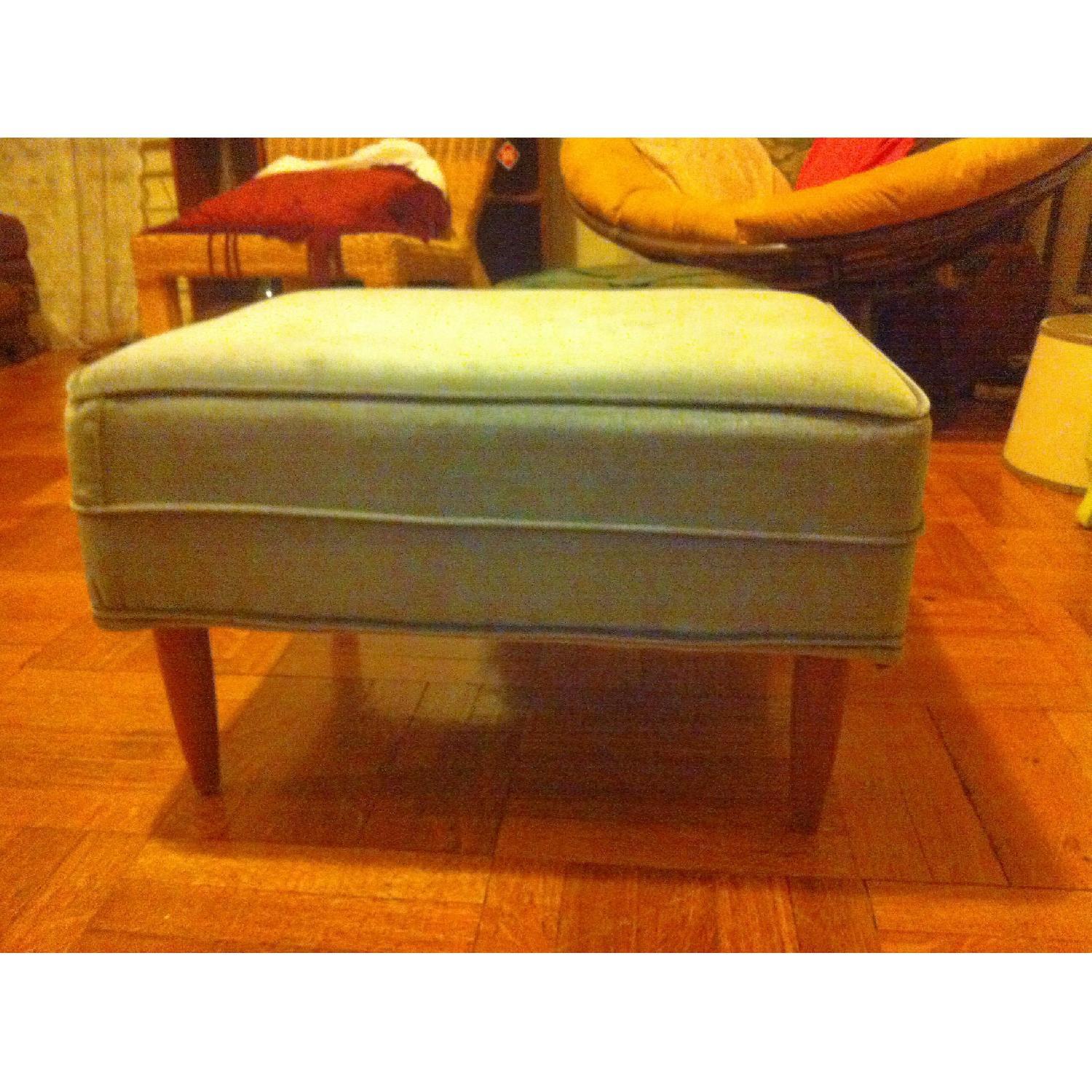 Light Blue Velvet Ottoman - image-2
