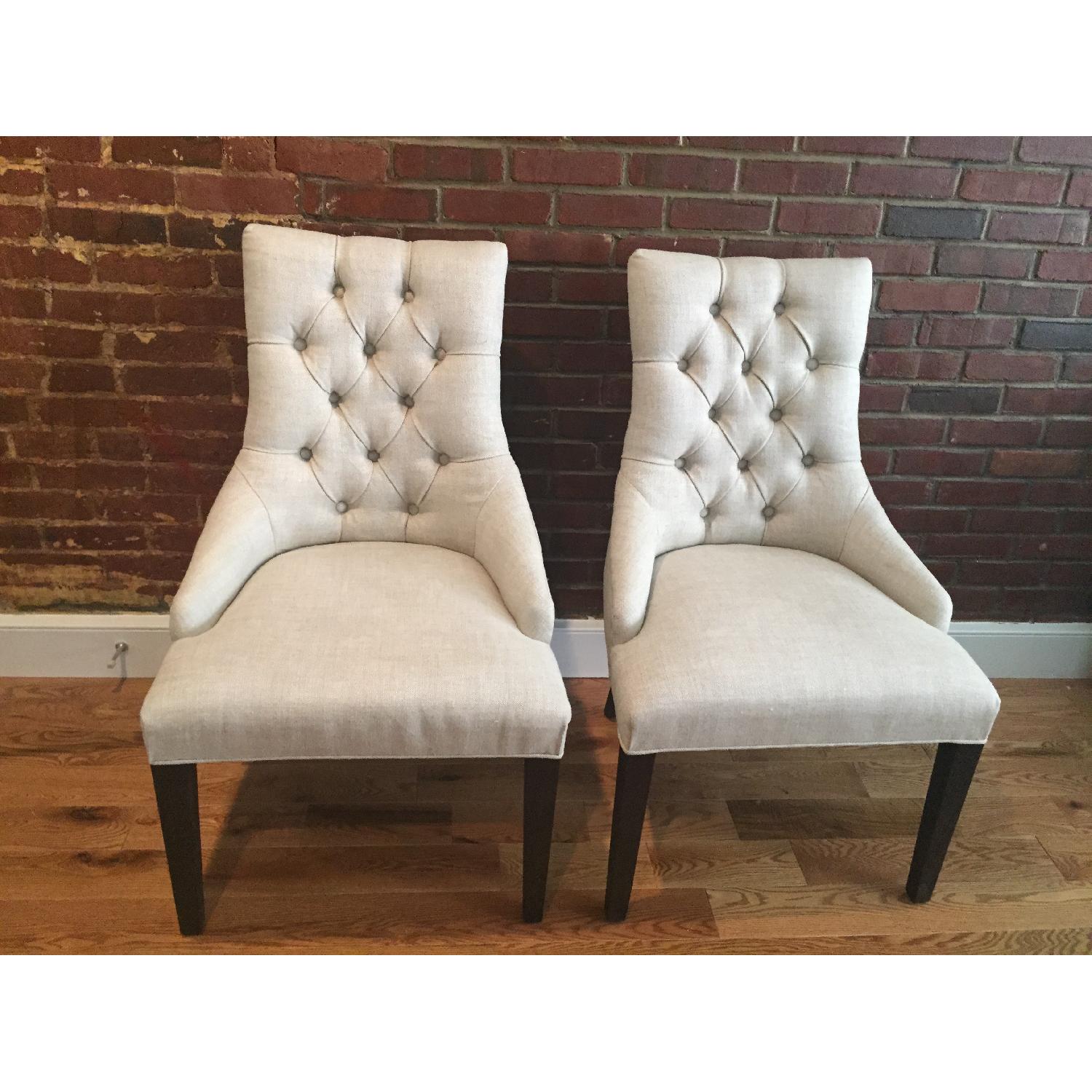 Restoration Hardware Marine Tufted Fabric Accent Chair  - Pair - image-2