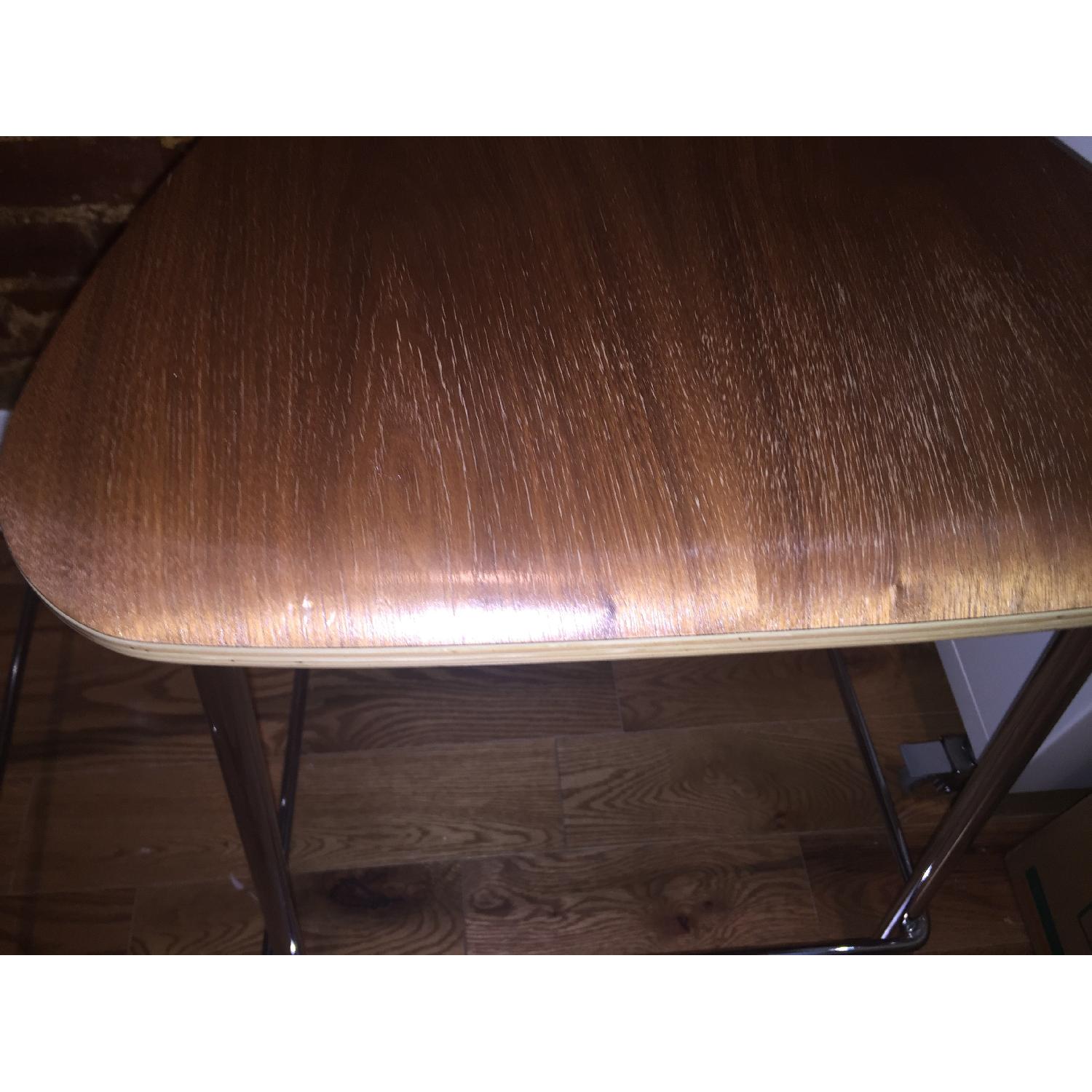 Crate & Barrel Felix Walnut Counter Stools - Pair - image-2