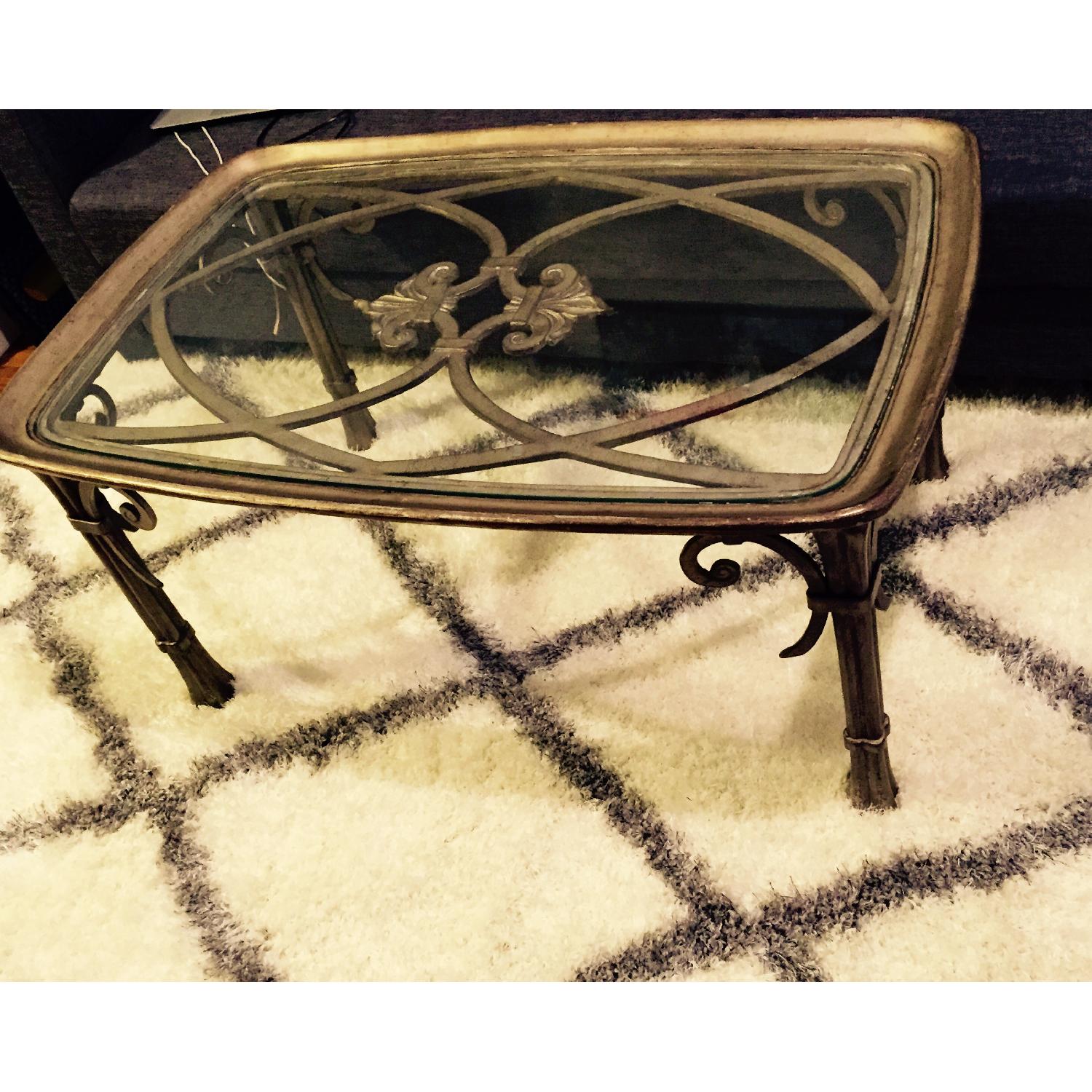 Antique Wrought Iron Coffee Table - image-1